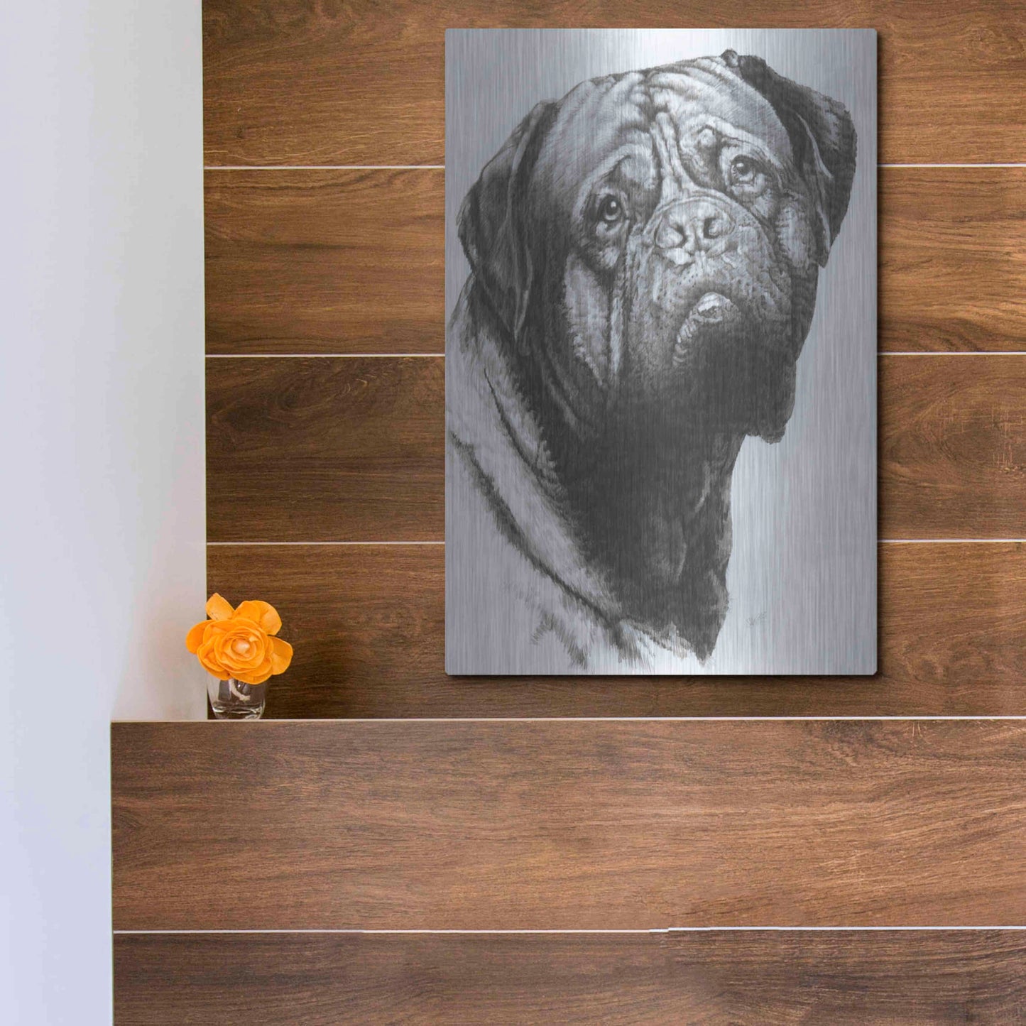 Luxe Metal Art 'Dogo de Bordeaux' by Barbara Keith, Metal Wall Art,12x16