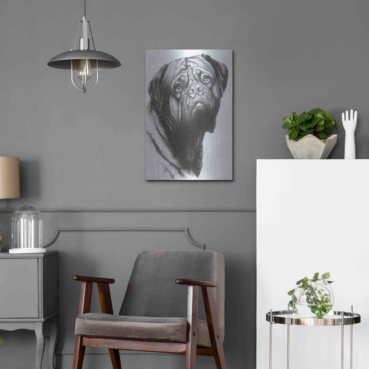 Luxe Metal Art 'Dogo de Bordeaux' by Barbara Keith, Metal Wall Art,16x24