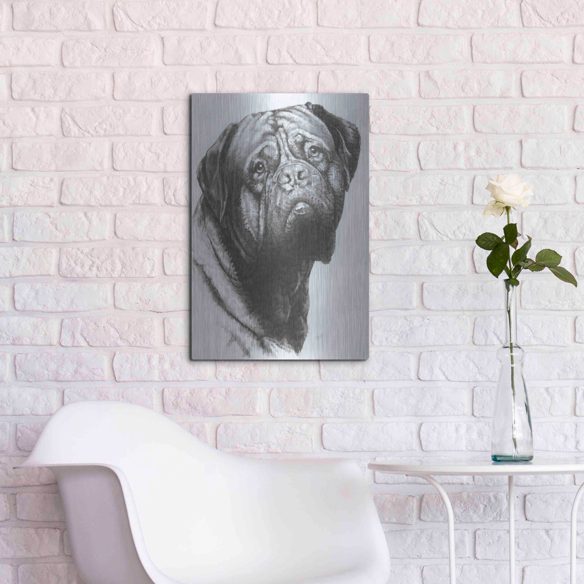 Luxe Metal Art 'Dogo de Bordeaux' by Barbara Keith, Metal Wall Art,16x24