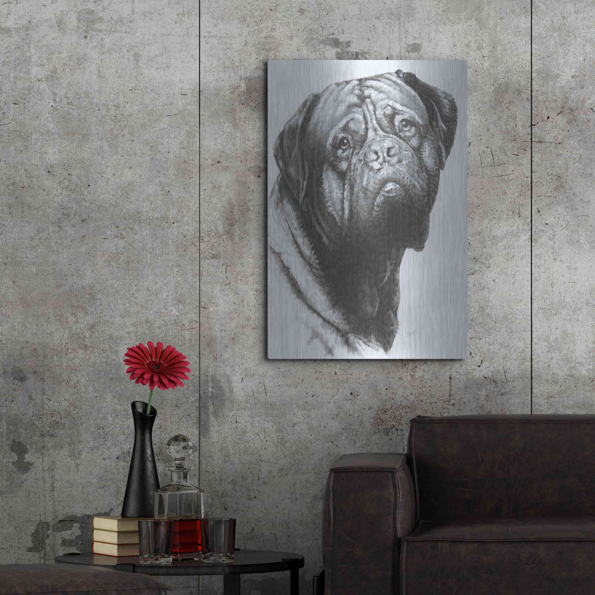 Luxe Metal Art 'Dogo de Bordeaux' by Barbara Keith, Metal Wall Art,24x36