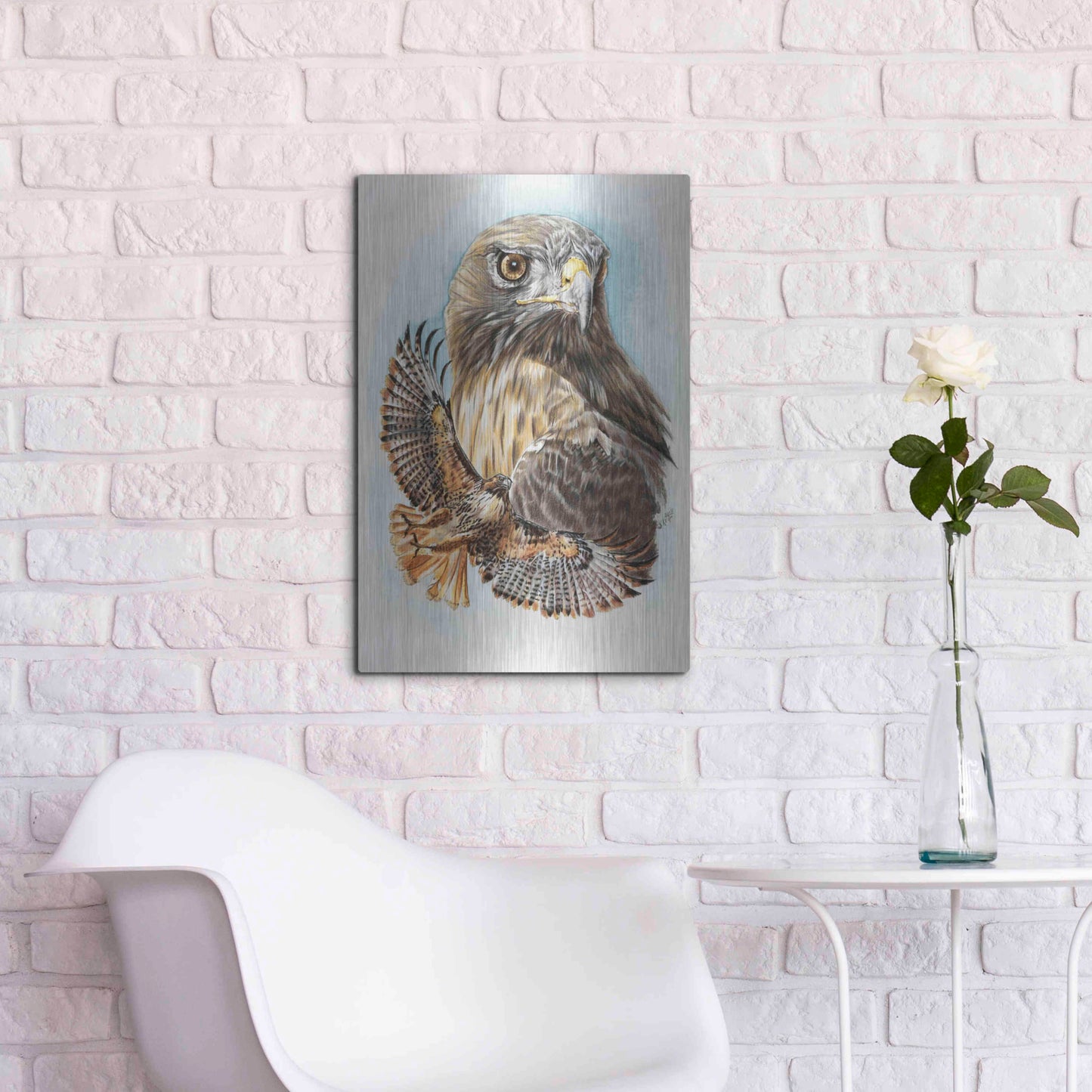 Luxe Metal Art 'Hawkeye' by Barbara Keith, Metal Wall Art,16x24