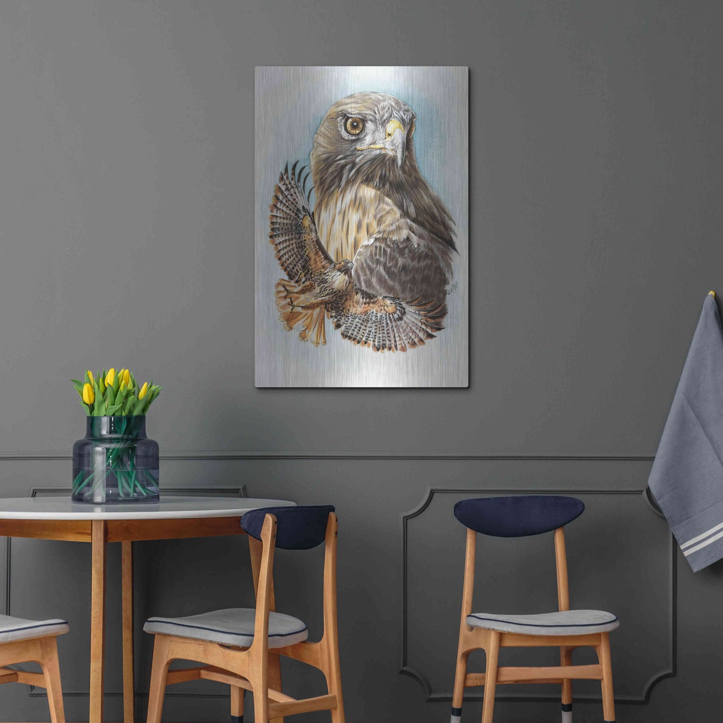 Luxe Metal Art 'Hawkeye' by Barbara Keith, Metal Wall Art,24x36