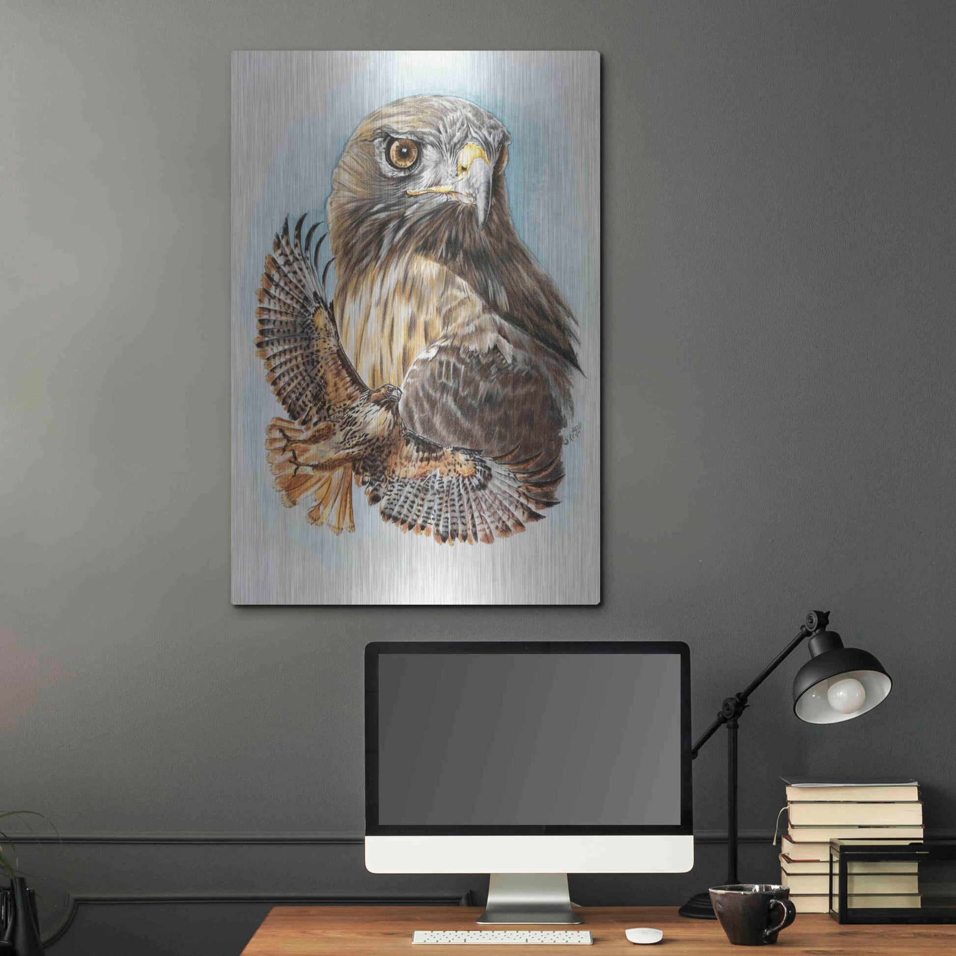 Luxe Metal Art 'Hawkeye' by Barbara Keith, Metal Wall Art,24x36