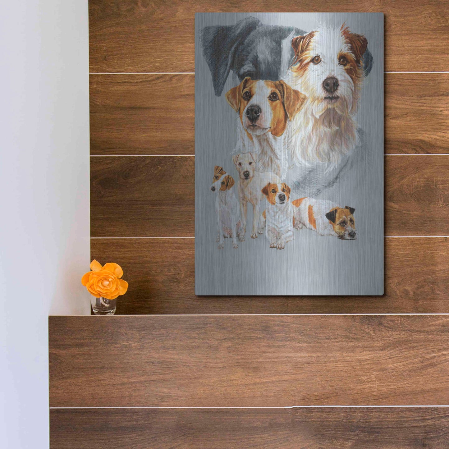 Luxe Metal Art 'Jack Russell and Ghost' by Barbara Keith, Metal Wall Art,12x16