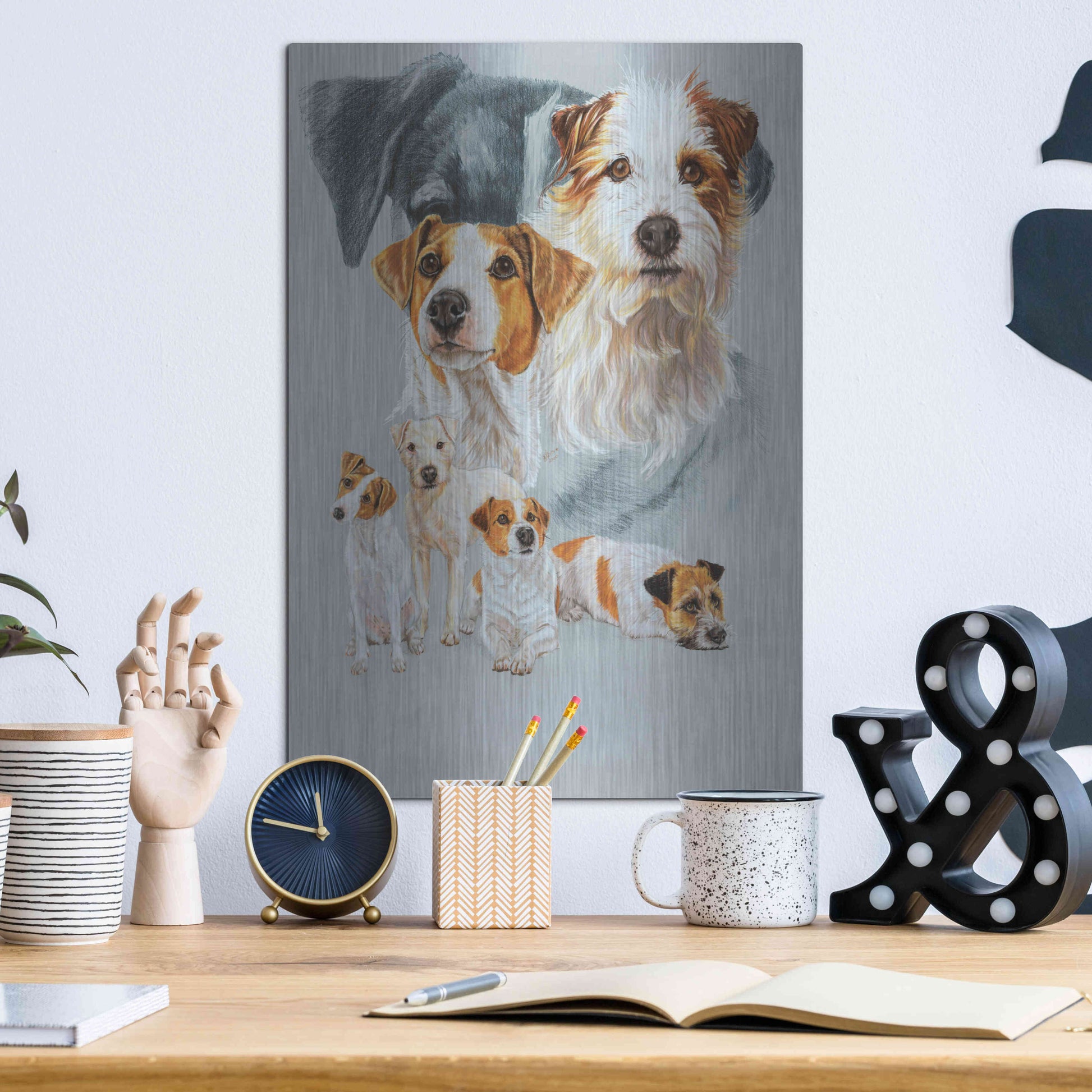 Luxe Metal Art 'Jack Russell and Ghost' by Barbara Keith, Metal Wall Art,12x16