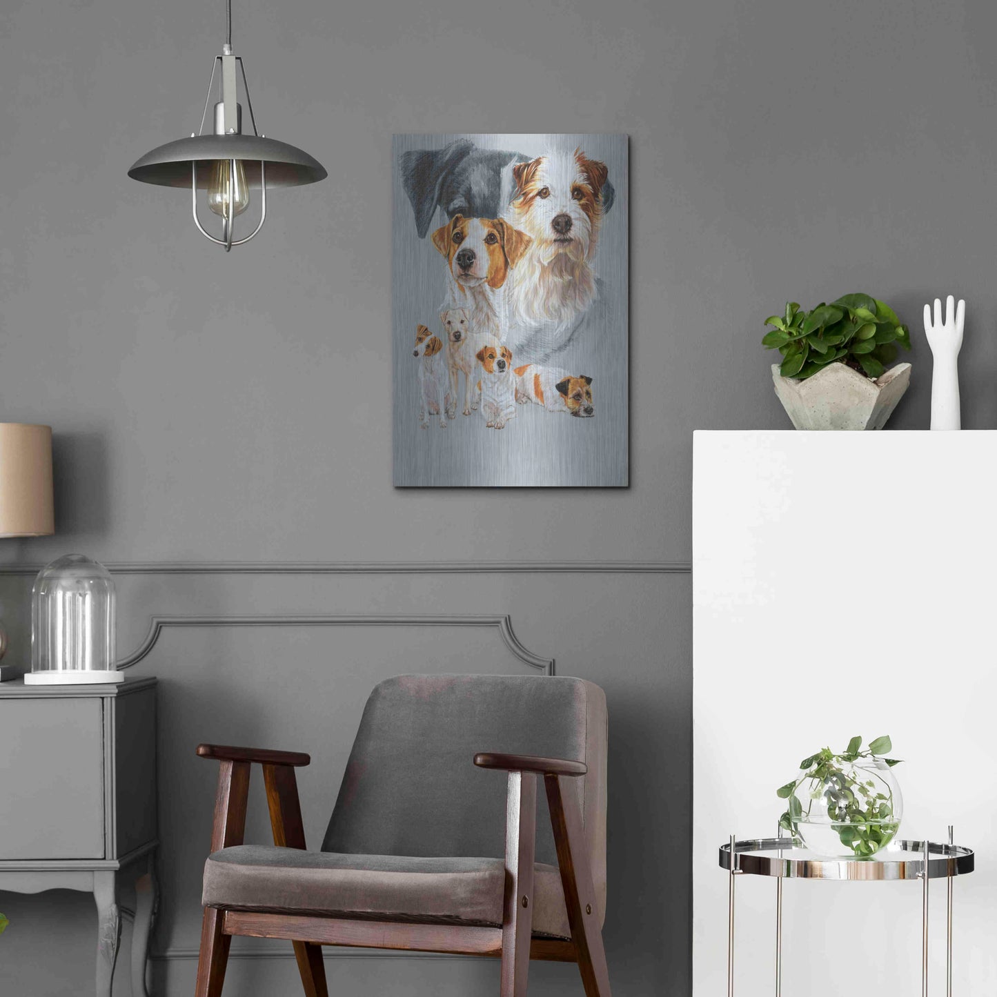 Luxe Metal Art 'Jack Russell and Ghost' by Barbara Keith, Metal Wall Art,16x24