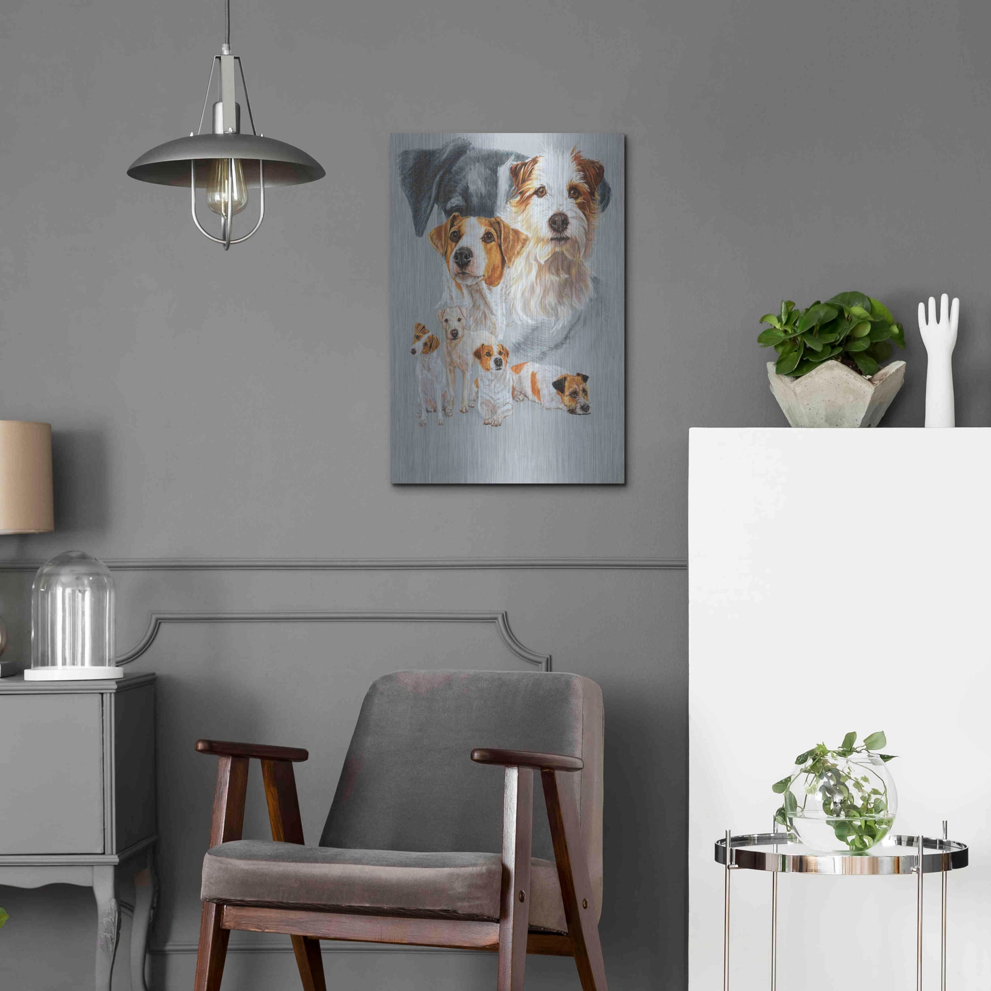 Luxe Metal Art 'Jack Russell and Ghost' by Barbara Keith, Metal Wall Art,16x24