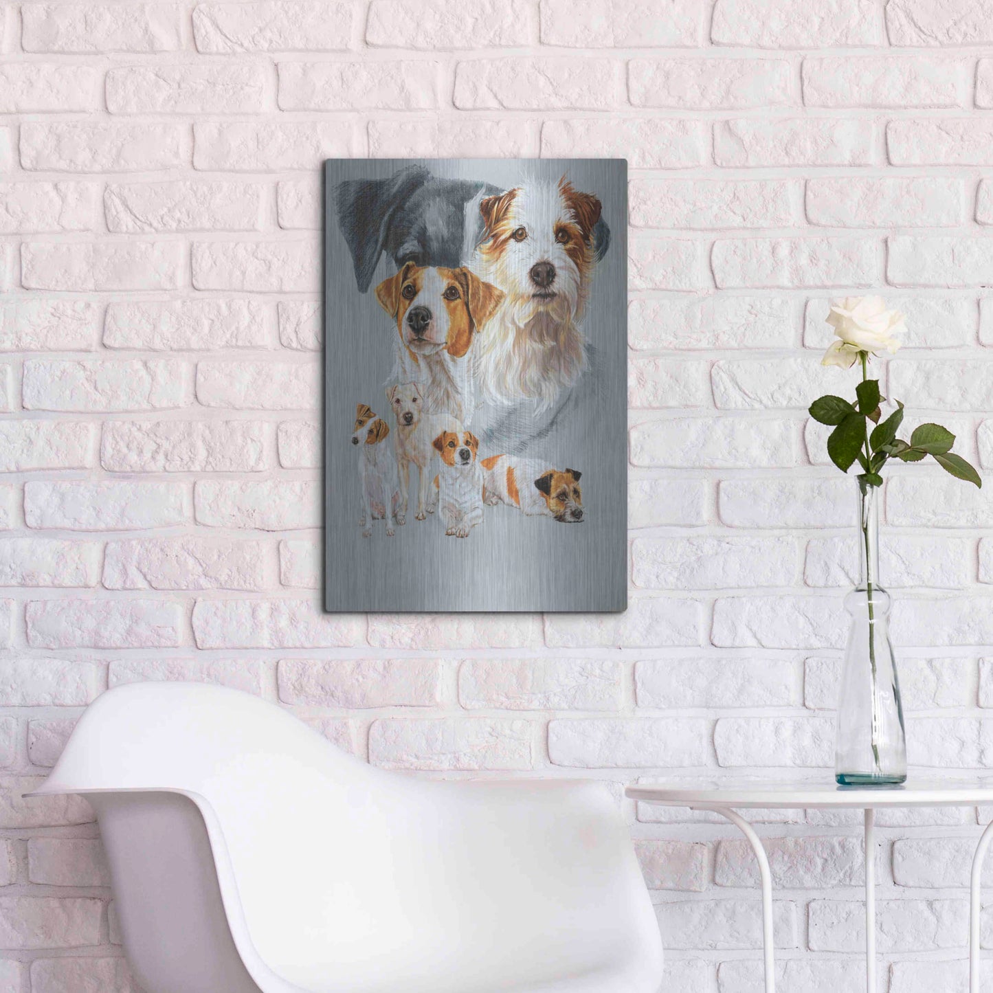 Luxe Metal Art 'Jack Russell and Ghost' by Barbara Keith, Metal Wall Art,16x24