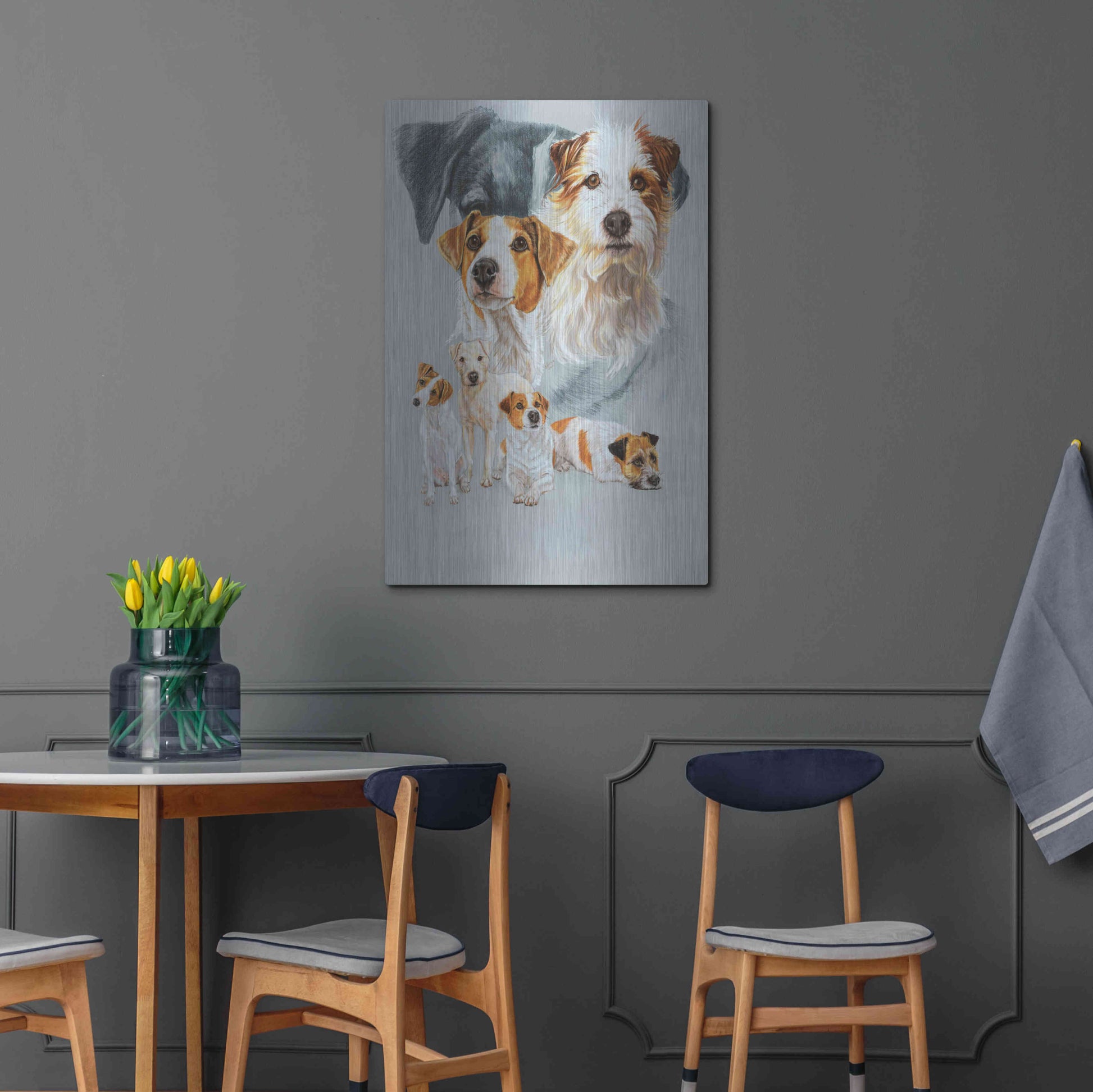 Luxe Metal Art 'Jack Russell and Ghost' by Barbara Keith, Metal Wall Art,24x36