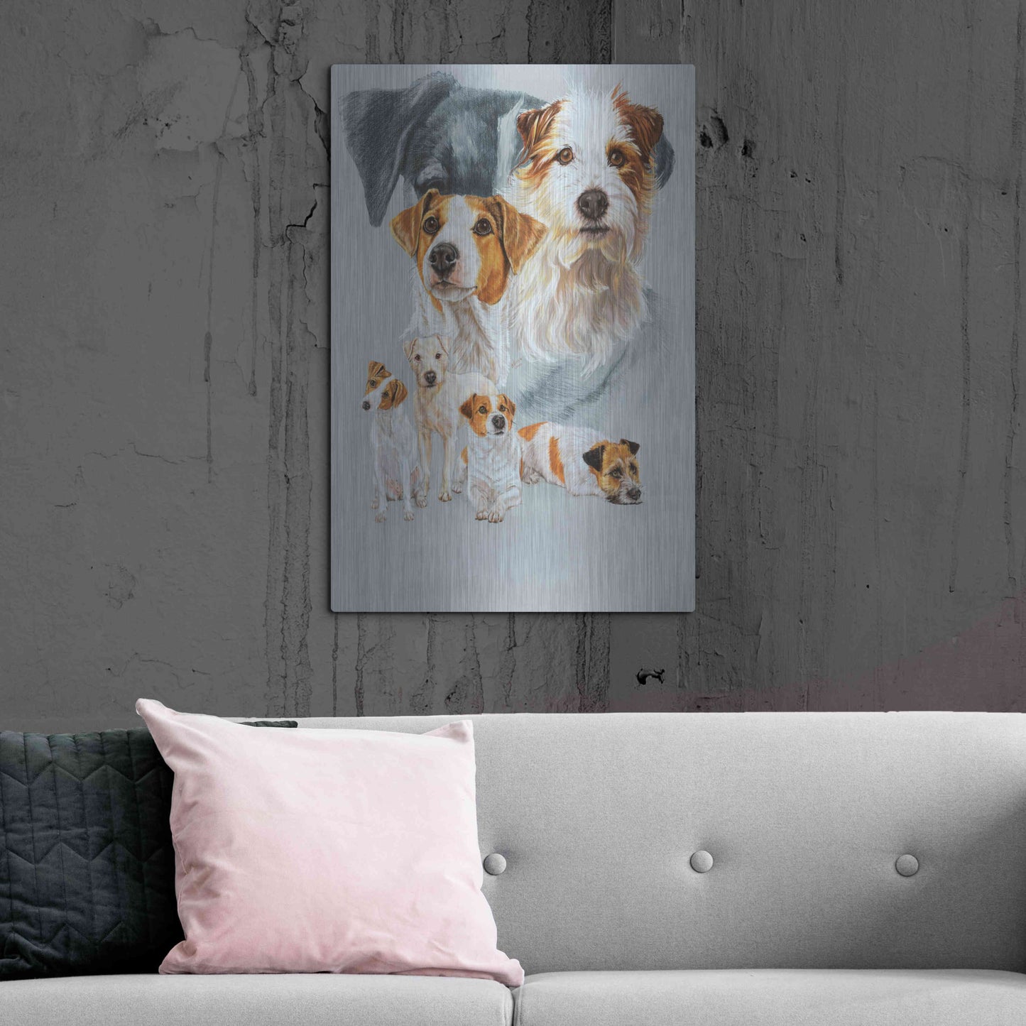 Luxe Metal Art 'Jack Russell and Ghost' by Barbara Keith, Metal Wall Art,24x36