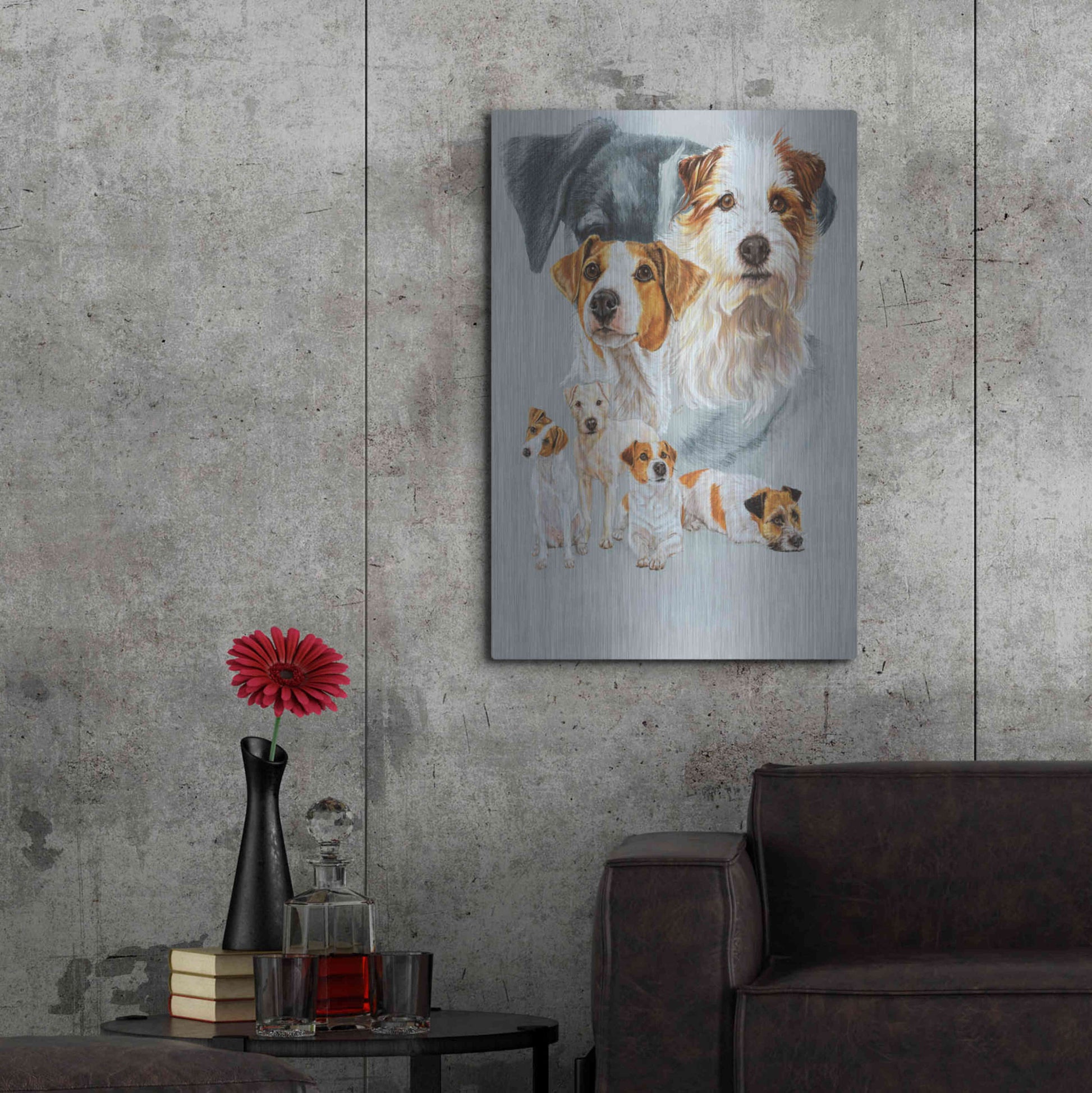 Luxe Metal Art 'Jack Russell and Ghost' by Barbara Keith, Metal Wall Art,24x36