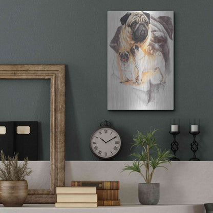 Luxe Metal Art 'Pug and Ghost' by Barbara Keith, Metal Wall Art,12x16