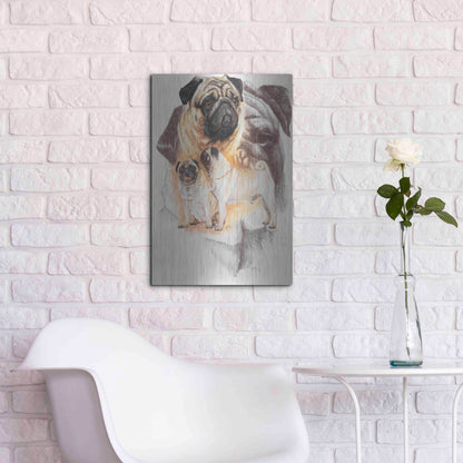 Luxe Metal Art 'Pug and Ghost' by Barbara Keith, Metal Wall Art,16x24