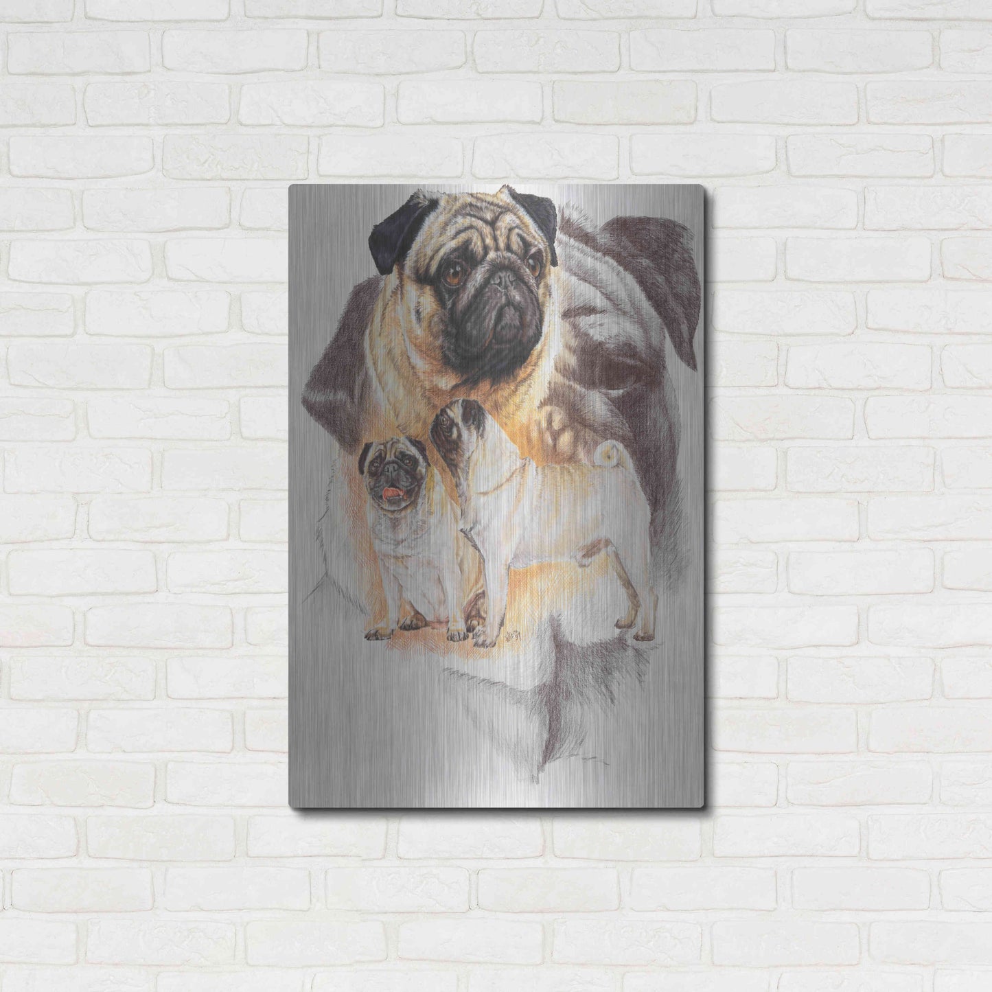 Luxe Metal Art 'Pug and Ghost' by Barbara Keith, Metal Wall Art,24x36