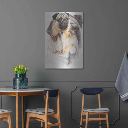 Luxe Metal Art 'Pug and Ghost' by Barbara Keith, Metal Wall Art,24x36