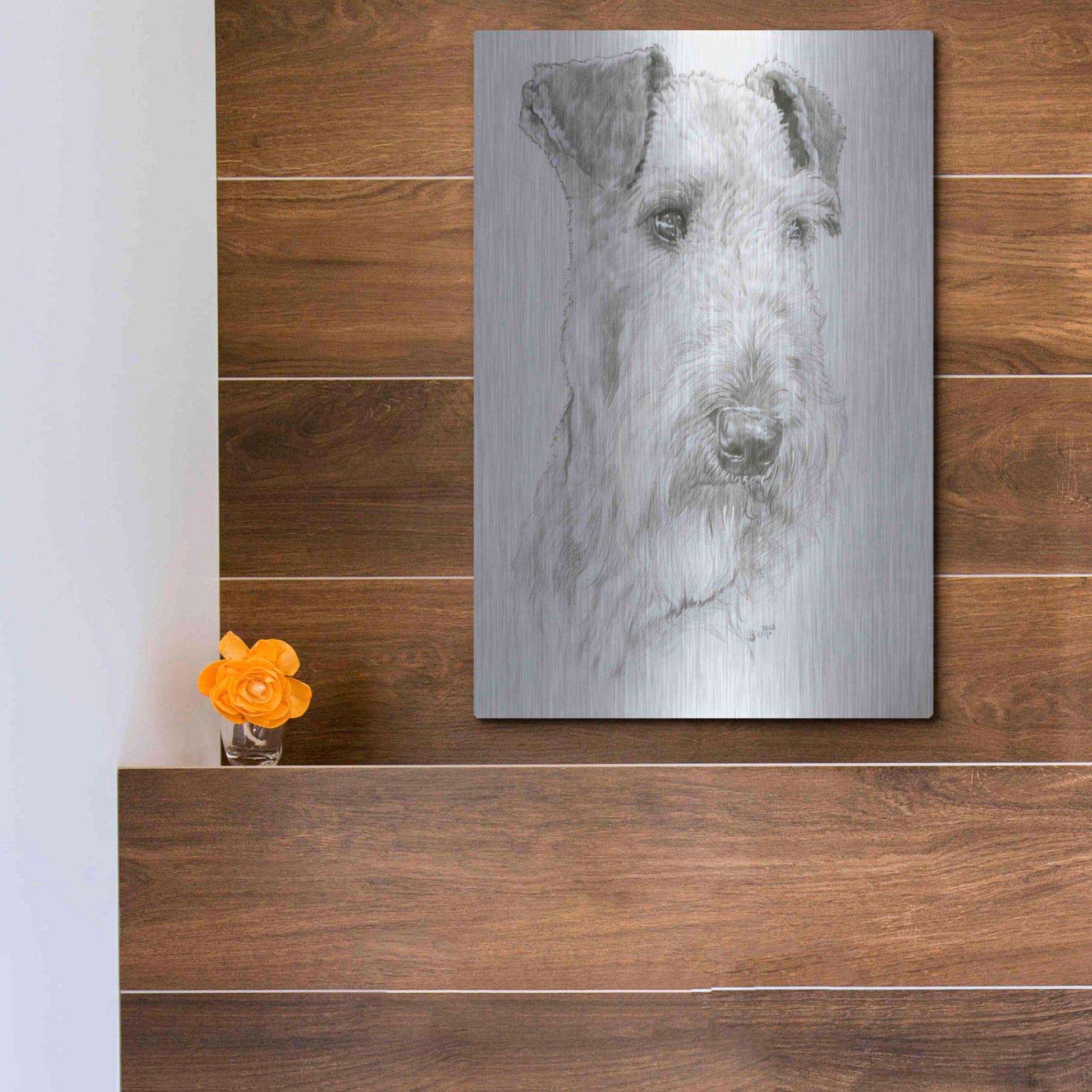 Luxe Metal Art 'Shaggy' by Barbara Keith, Metal Wall Art,12x16