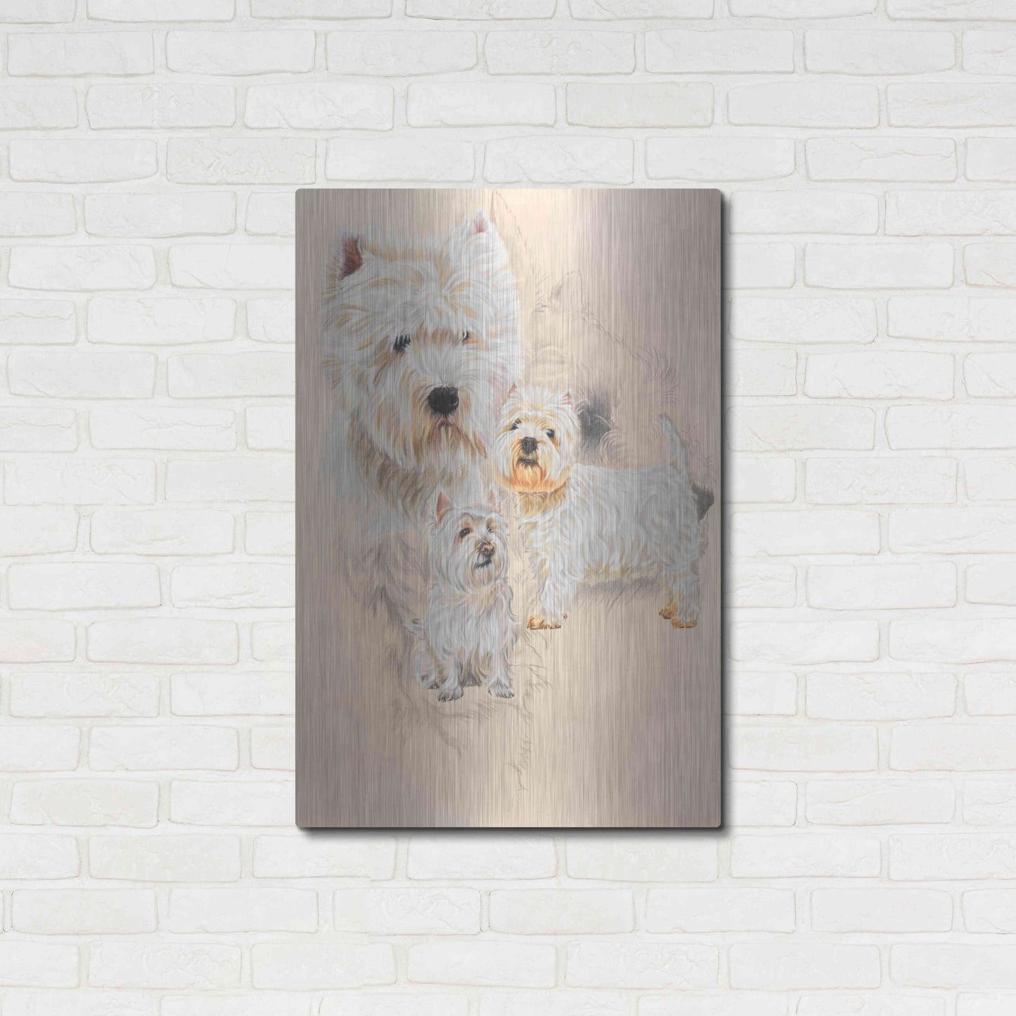 Luxe Metal Art 'West Highland White and Ghost' by Barbara Keith, Metal Wall Art,24x36