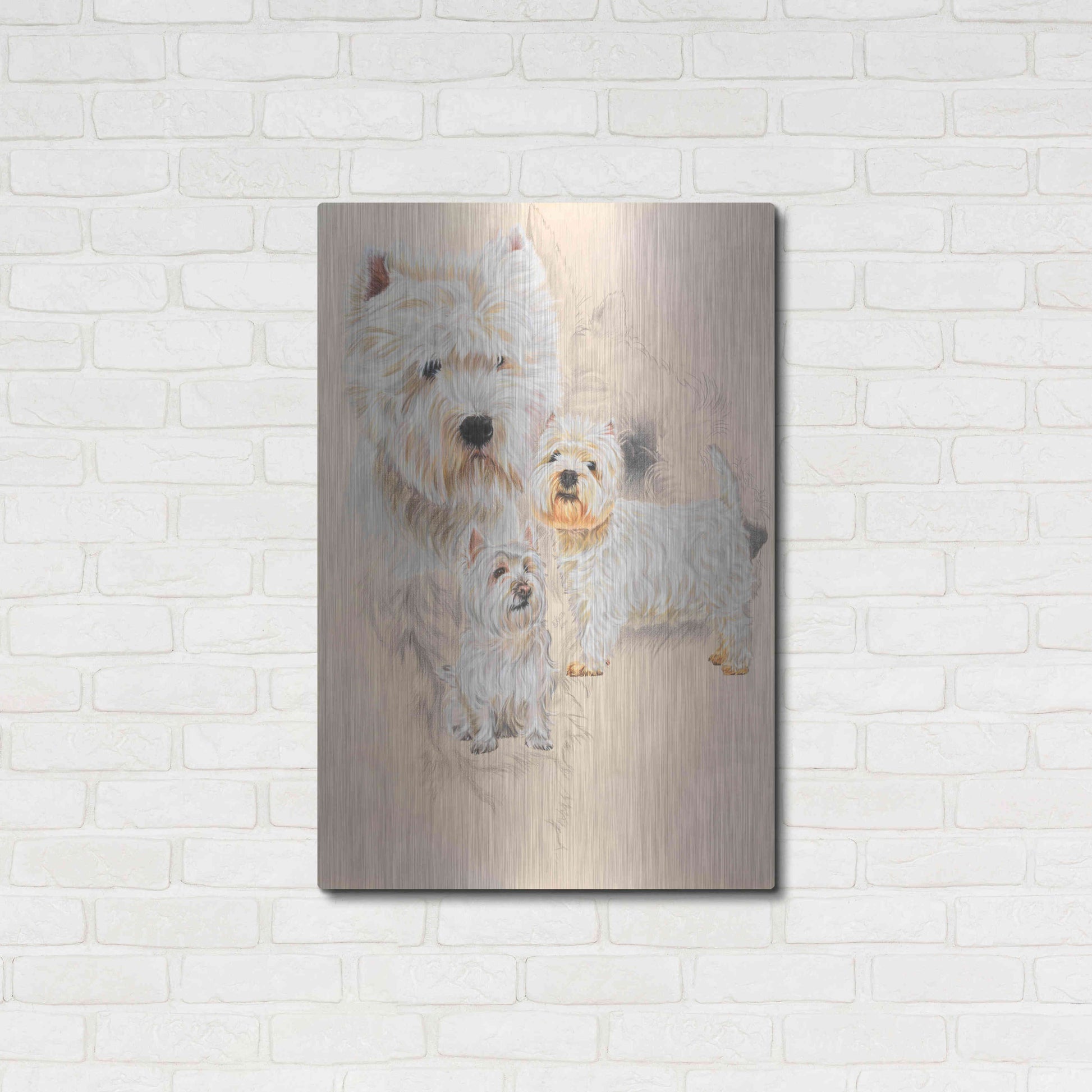 Luxe Metal Art 'West Highland White and Ghost' by Barbara Keith, Metal Wall Art,24x36