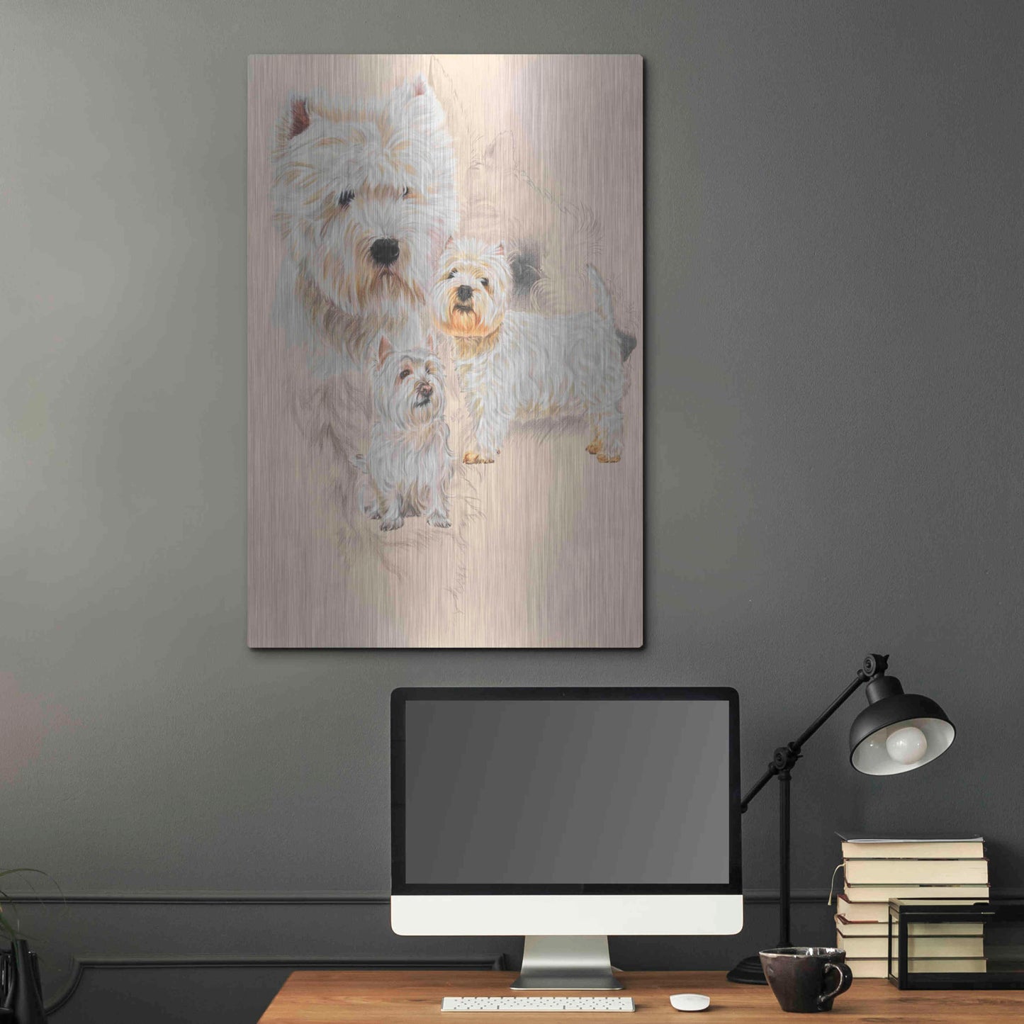 Luxe Metal Art 'West Highland White and Ghost' by Barbara Keith, Metal Wall Art,24x36