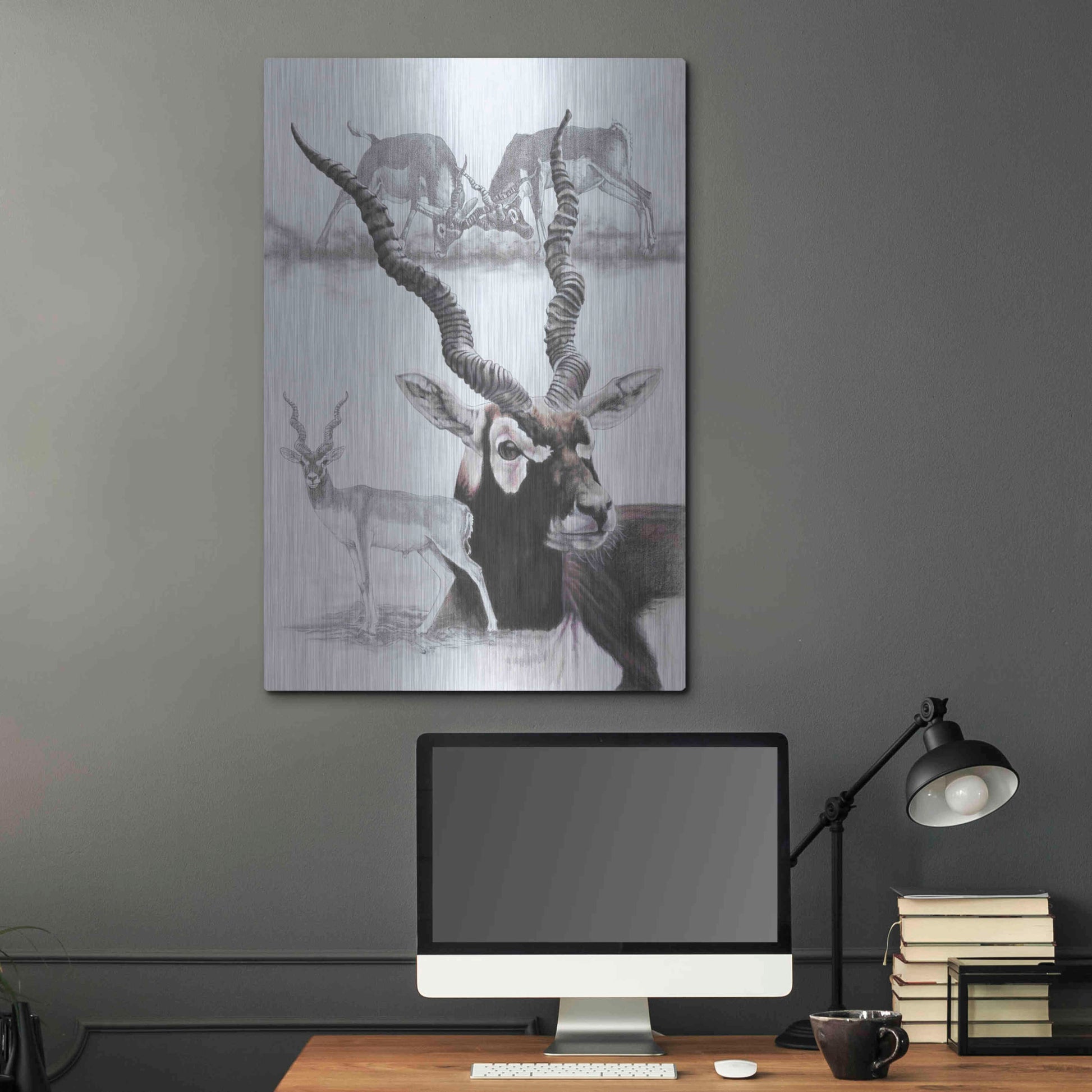 Luxe Metal Art 'Black Buck' by Barbara Keith, Metal Wall Art,24x36