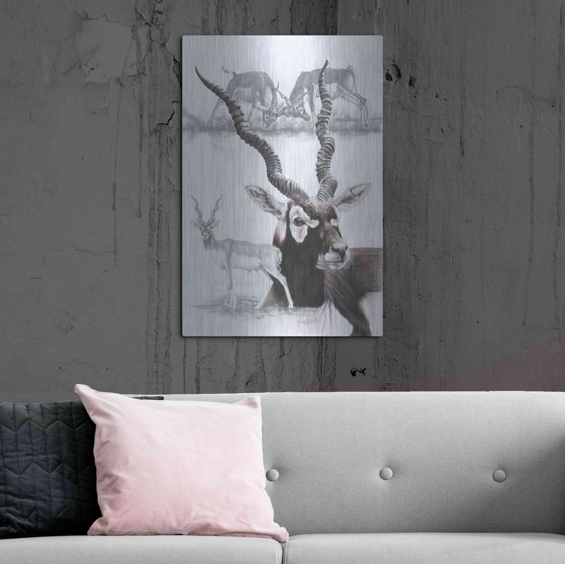 Luxe Metal Art 'Black Buck' by Barbara Keith, Metal Wall Art,24x36