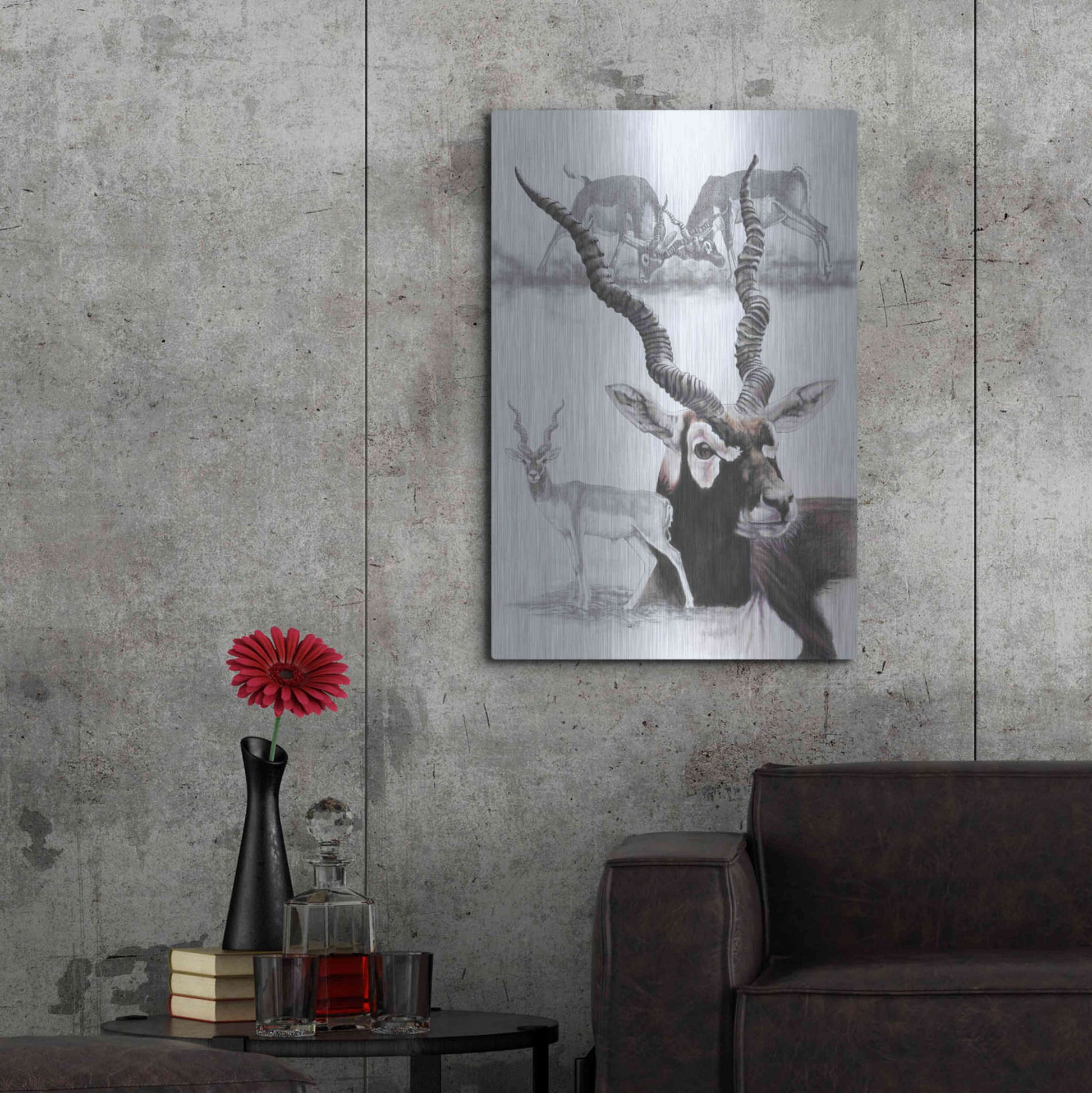 Luxe Metal Art 'Black Buck' by Barbara Keith, Metal Wall Art,24x36