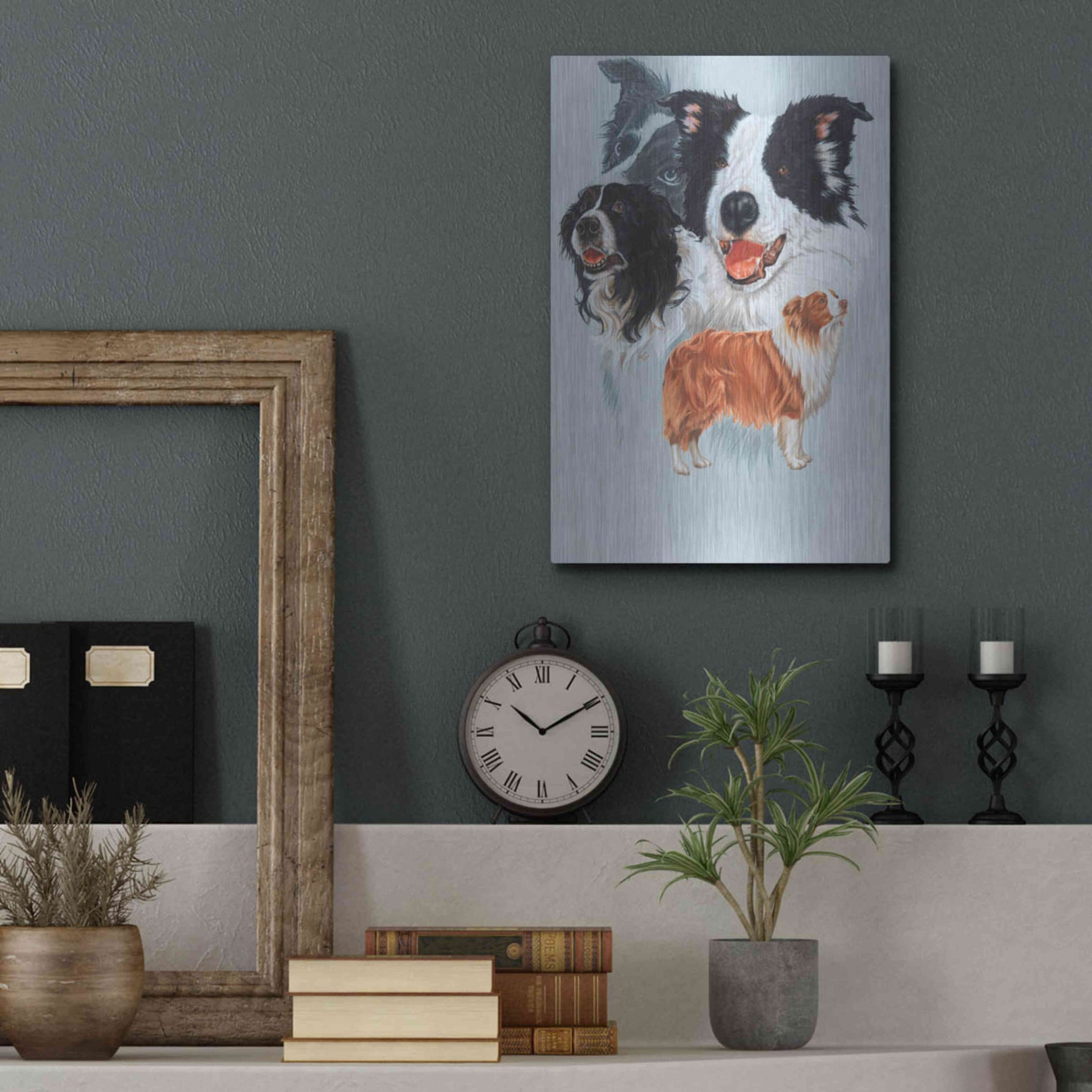 Luxe Metal Art 'Boarder Collie' by Barbara Keith, Metal Wall Art,12x16