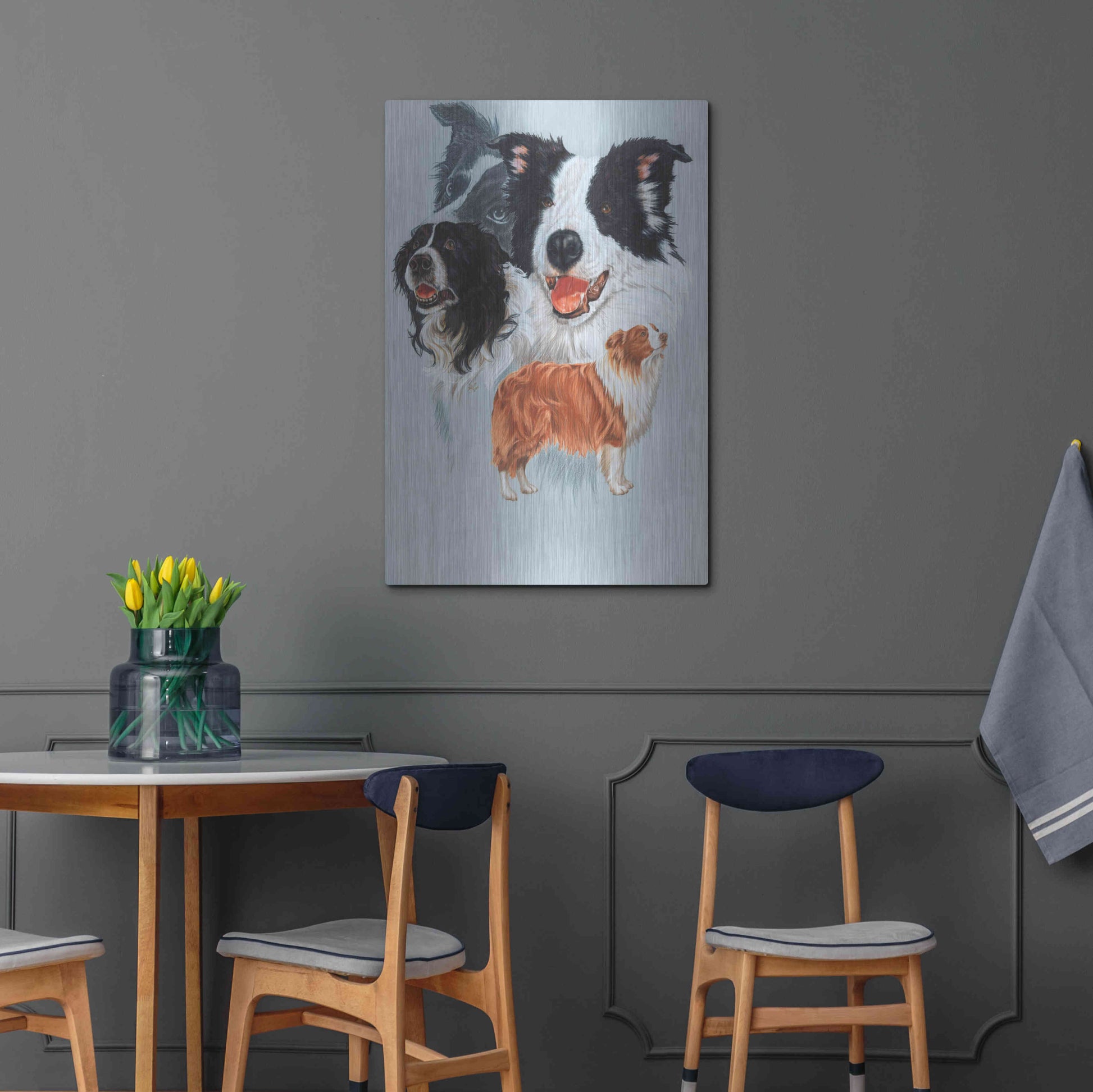 Luxe Metal Art 'Boarder Collie' by Barbara Keith, Metal Wall Art,24x36