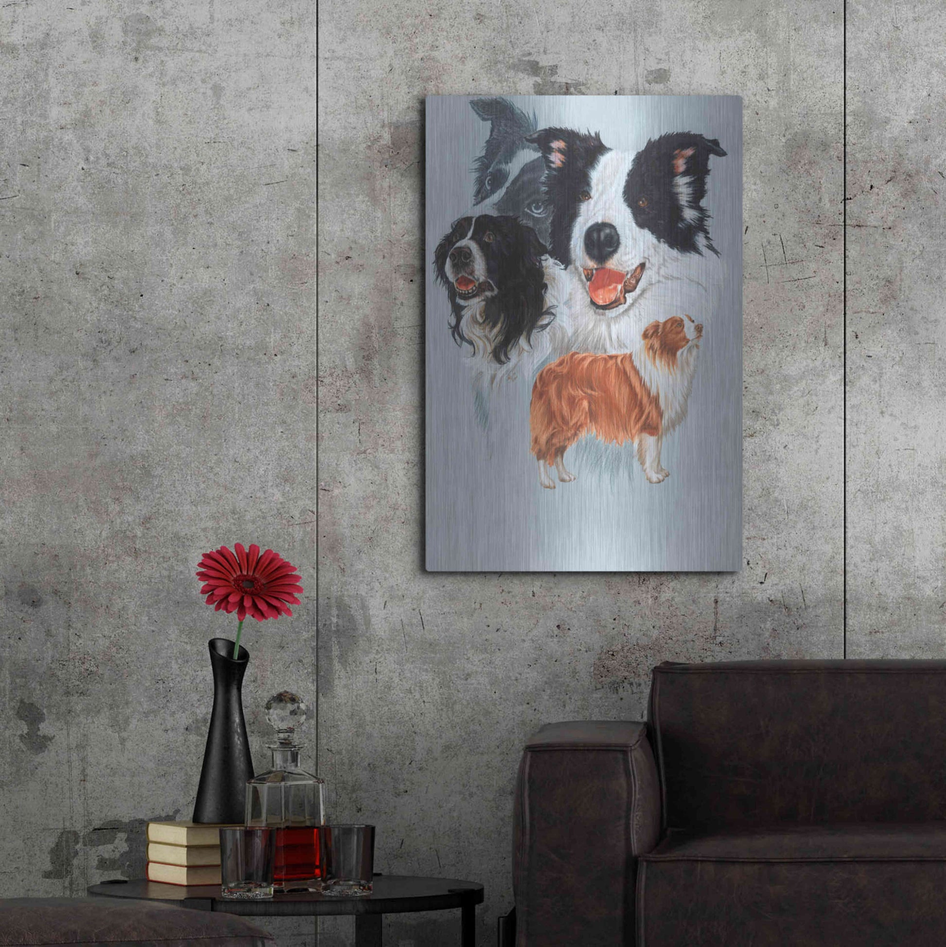 Luxe Metal Art 'Boarder Collie' by Barbara Keith, Metal Wall Art,24x36