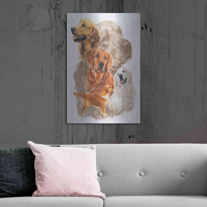 Luxe Metal Art 'Golden Retriever with Ghost Image' by Barbara Keith, Metal Wall Art,24x36