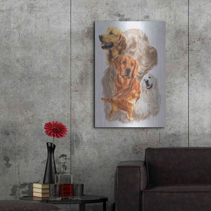 Luxe Metal Art 'Golden Retriever with Ghost Image' by Barbara Keith, Metal Wall Art,24x36