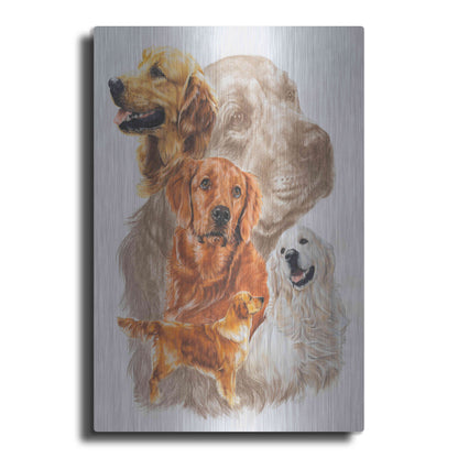 Luxe Metal Art 'Golden Retriever with Ghost Image' by Barbara Keith, Metal Wall Art