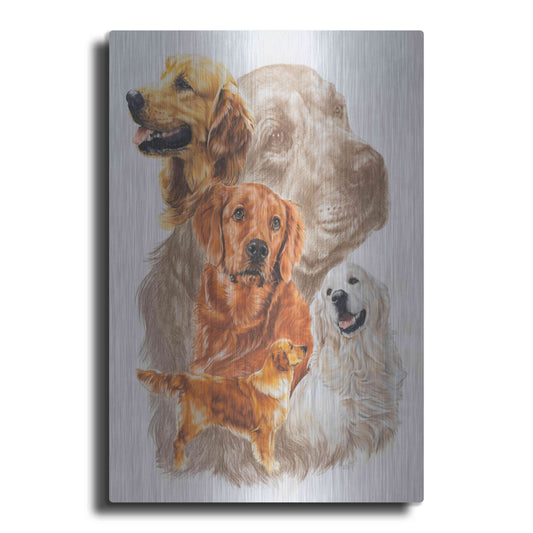 Luxe Metal Art 'Golden Retriever with Ghost Image' by Barbara Keith, Metal Wall Art