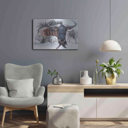 Luxe Metal Art 'Wildebeest' by Barbara Keith, Metal Wall Art,24x16