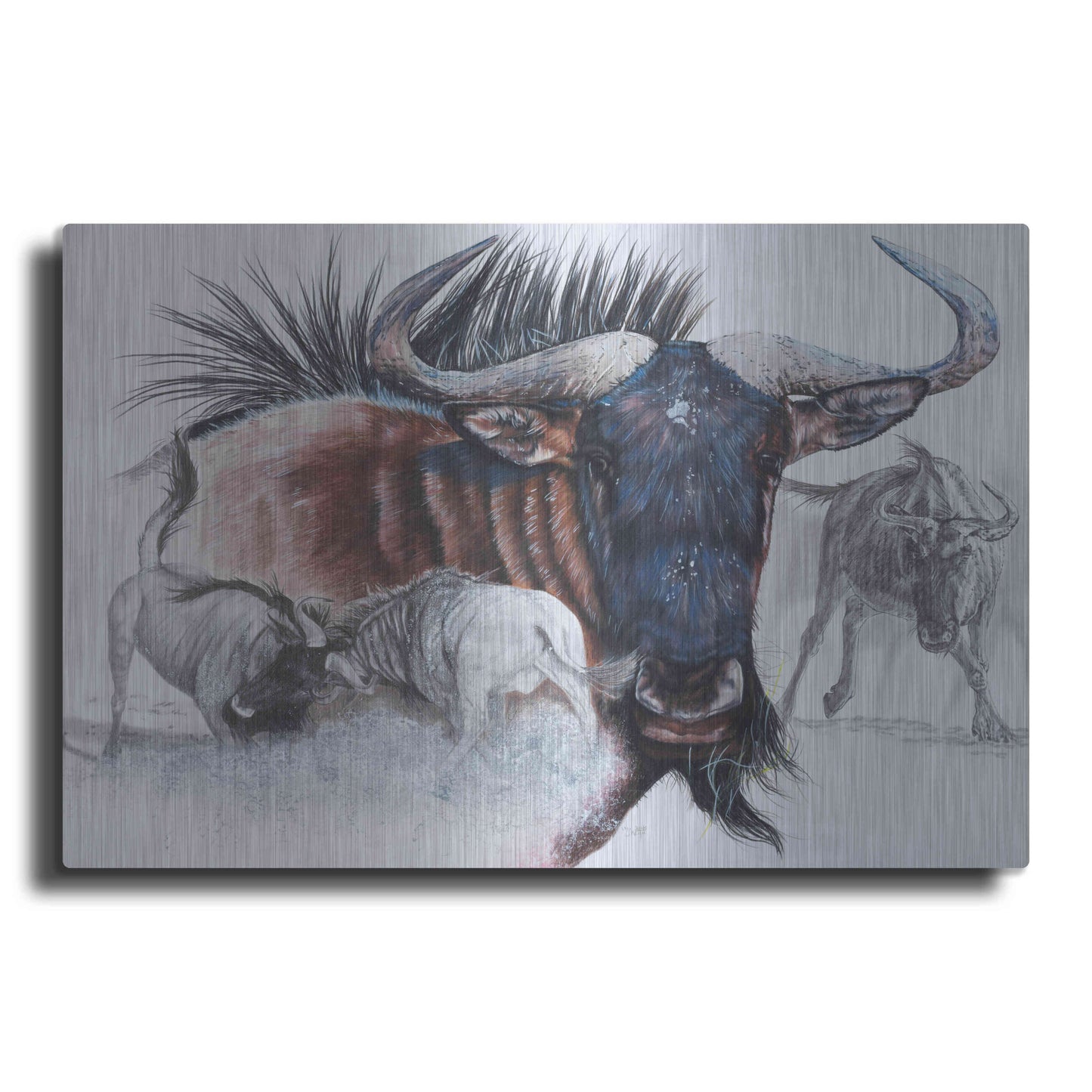 Luxe Metal Art 'Wildebeest' by Barbara Keith, Metal Wall Art