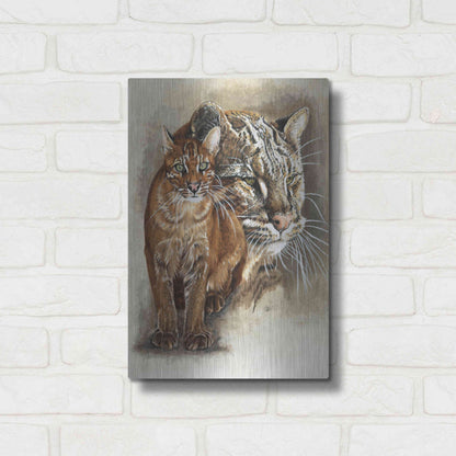 Luxe Metal Art 'Asian Golden Cat' by Barbara Keith, Metal Wall Art,12x16