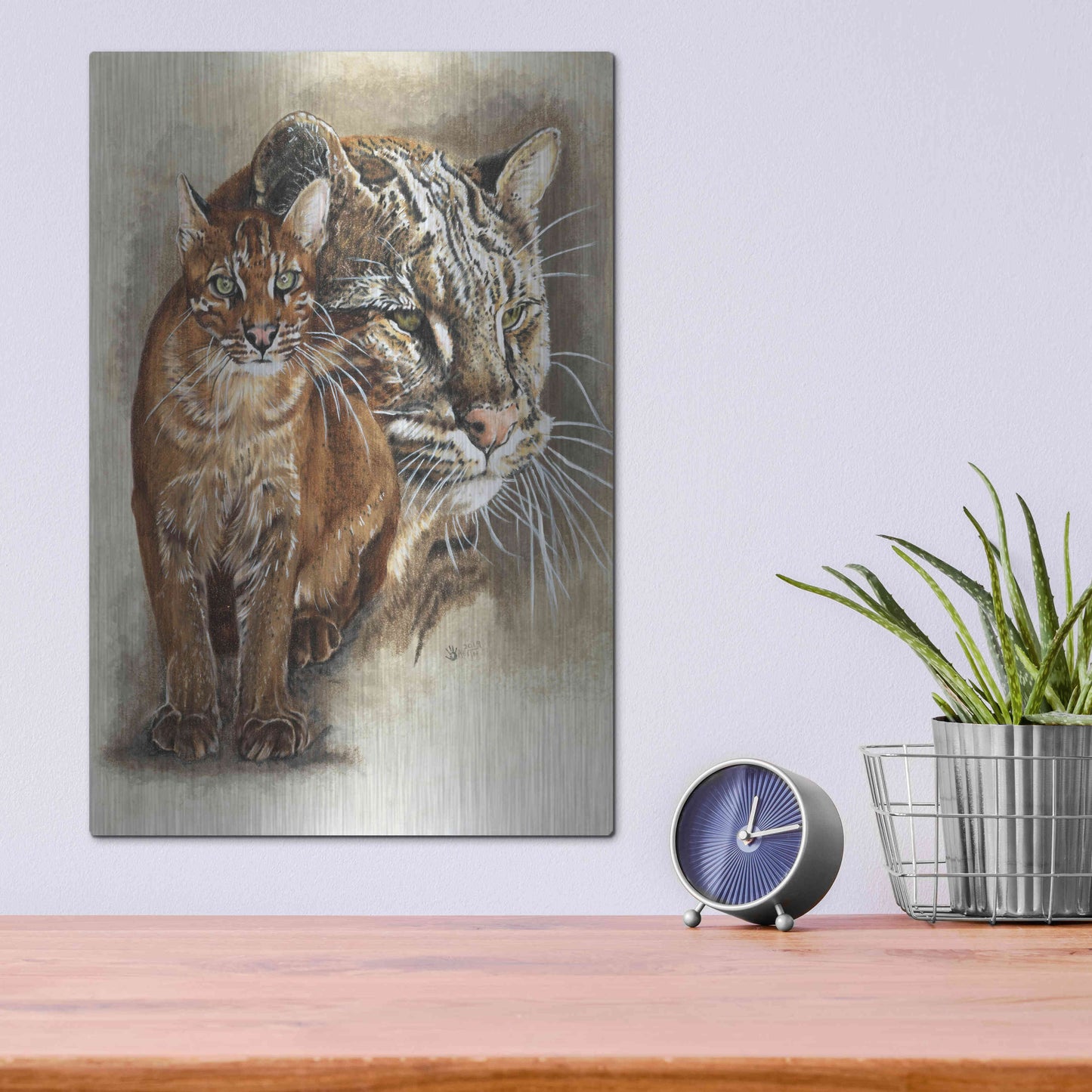 Luxe Metal Art 'Asian Golden Cat' by Barbara Keith, Metal Wall Art,12x16