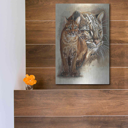 Luxe Metal Art 'Asian Golden Cat' by Barbara Keith, Metal Wall Art,12x16