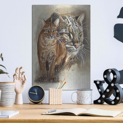 Luxe Metal Art 'Asian Golden Cat' by Barbara Keith, Metal Wall Art,12x16