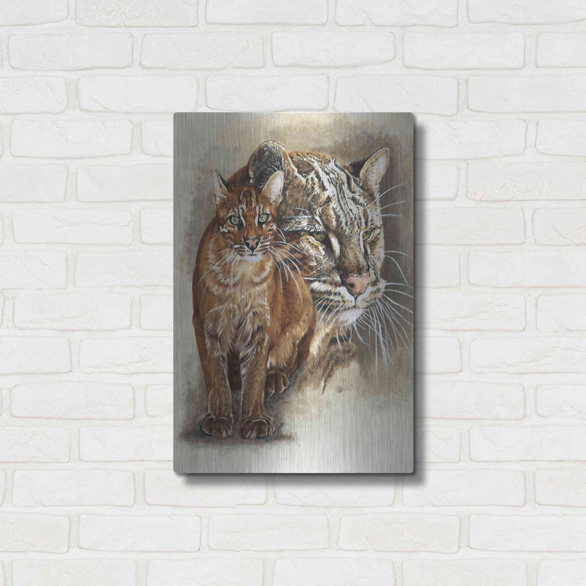 Luxe Metal Art 'Asian Golden Cat' by Barbara Keith, Metal Wall Art,16x24