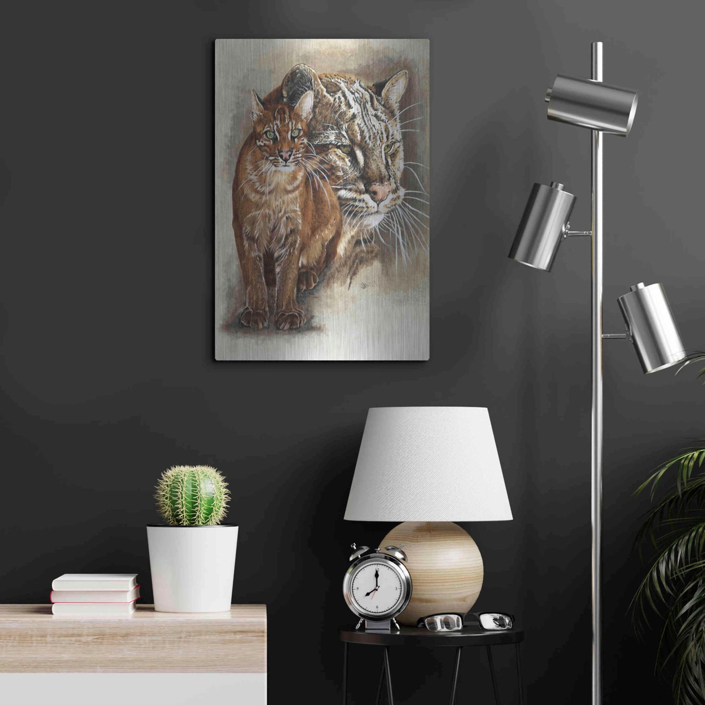 Luxe Metal Art 'Asian Golden Cat' by Barbara Keith, Metal Wall Art,16x24