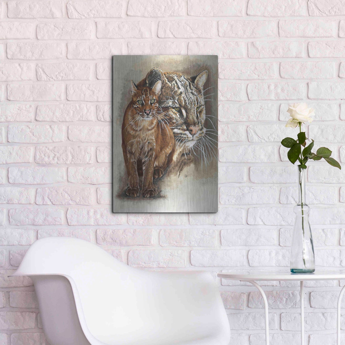 Luxe Metal Art 'Asian Golden Cat' by Barbara Keith, Metal Wall Art,16x24