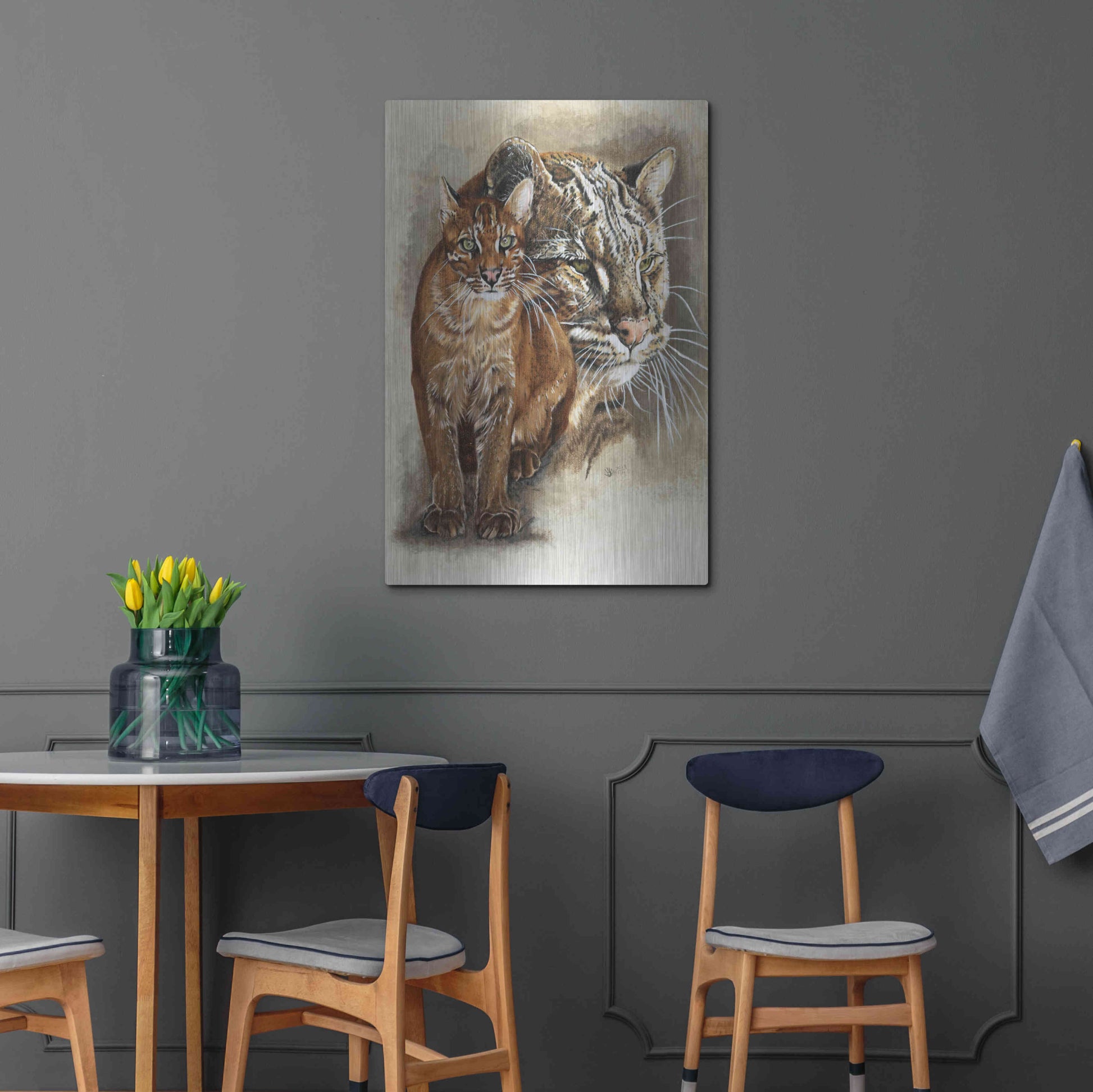 Luxe Metal Art 'Asian Golden Cat' by Barbara Keith, Metal Wall Art,24x36