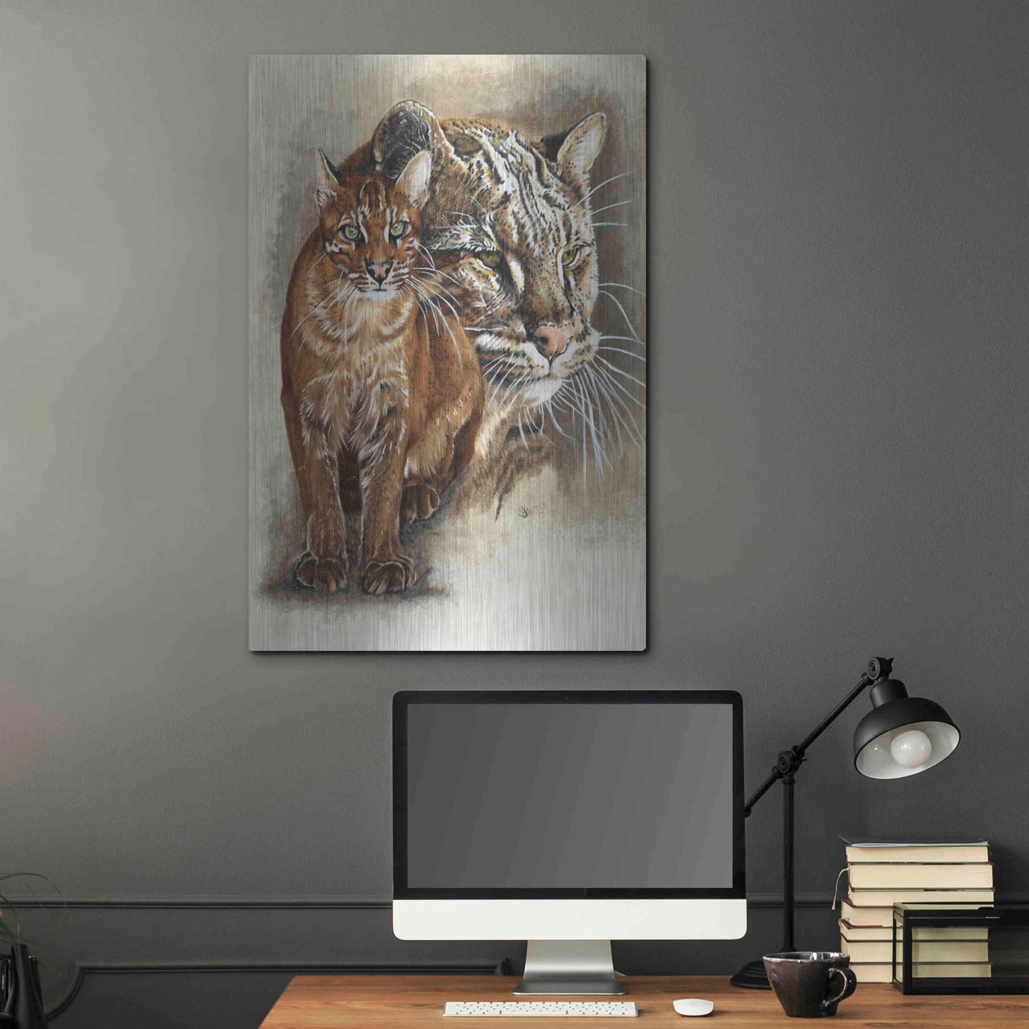 Luxe Metal Art 'Asian Golden Cat' by Barbara Keith, Metal Wall Art,24x36