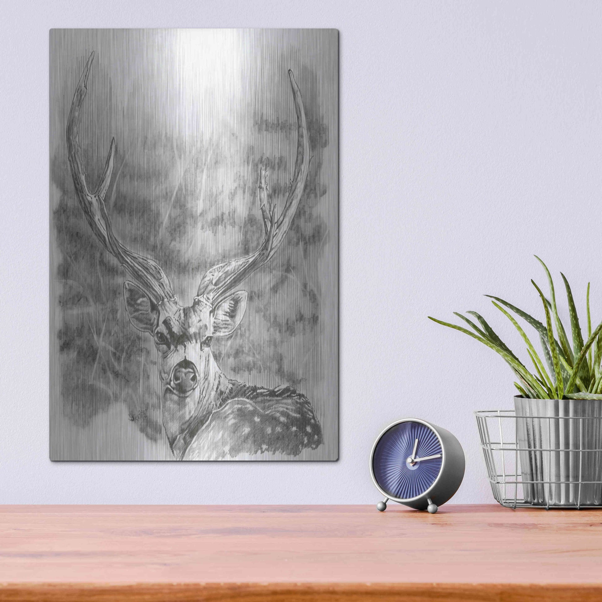 Luxe Metal Art 'Chital Deer' by Barbara Keith, Metal Wall Art,12x16