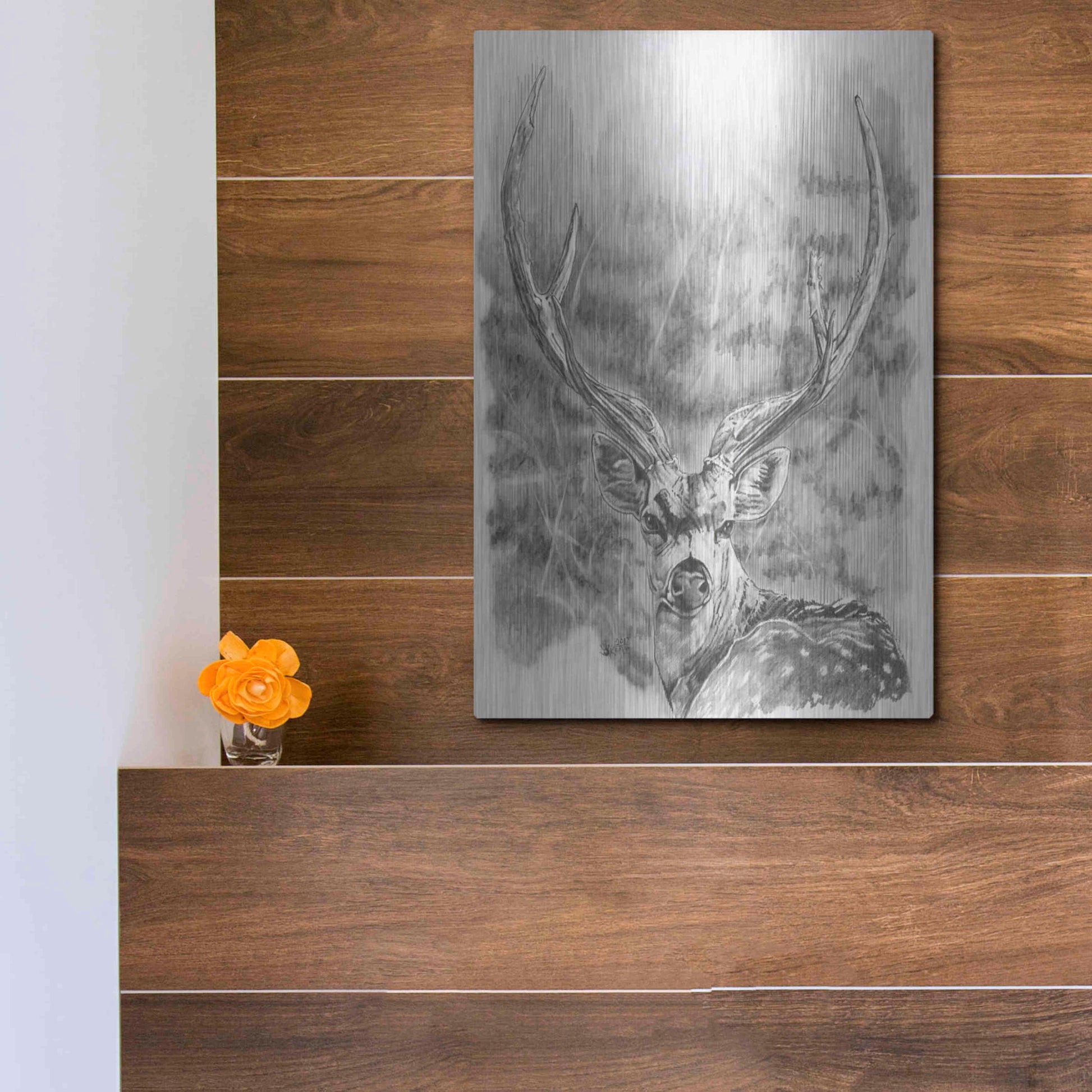 Luxe Metal Art 'Chital Deer' by Barbara Keith, Metal Wall Art,12x16