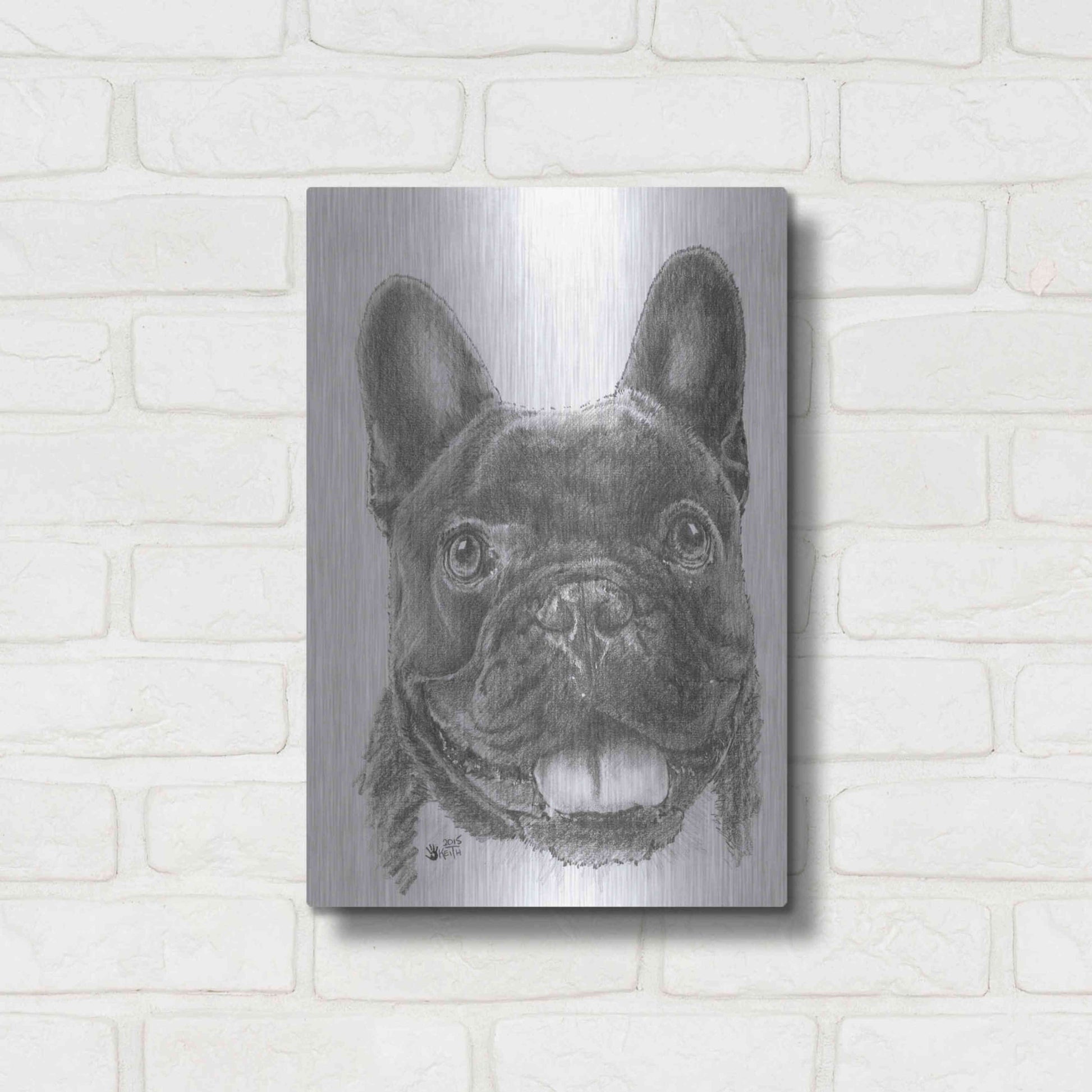 Luxe Metal Art 'French Bulldog 3' by Barbara Keith, Metal Wall Art,12x16