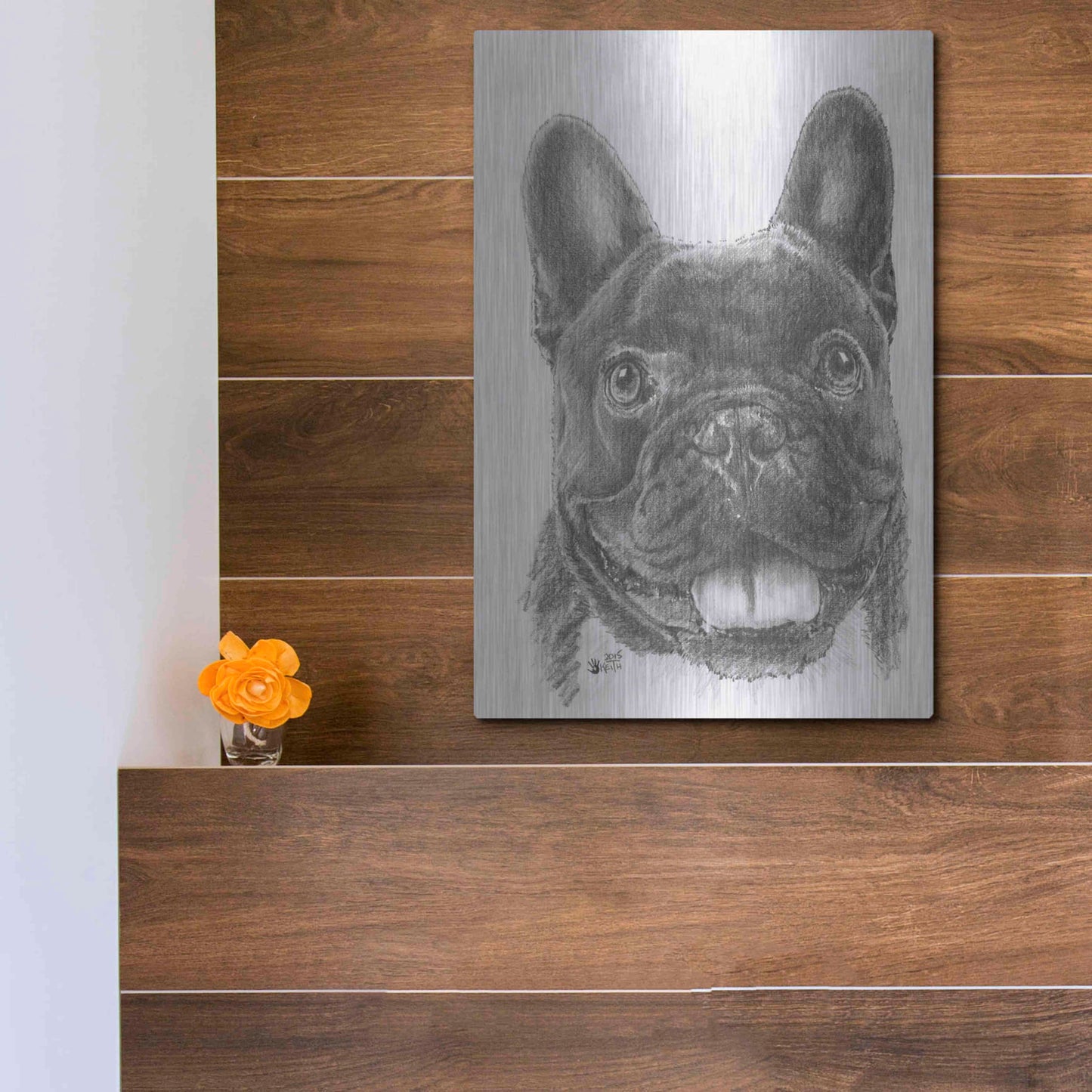 Luxe Metal Art 'French Bulldog 3' by Barbara Keith, Metal Wall Art,12x16