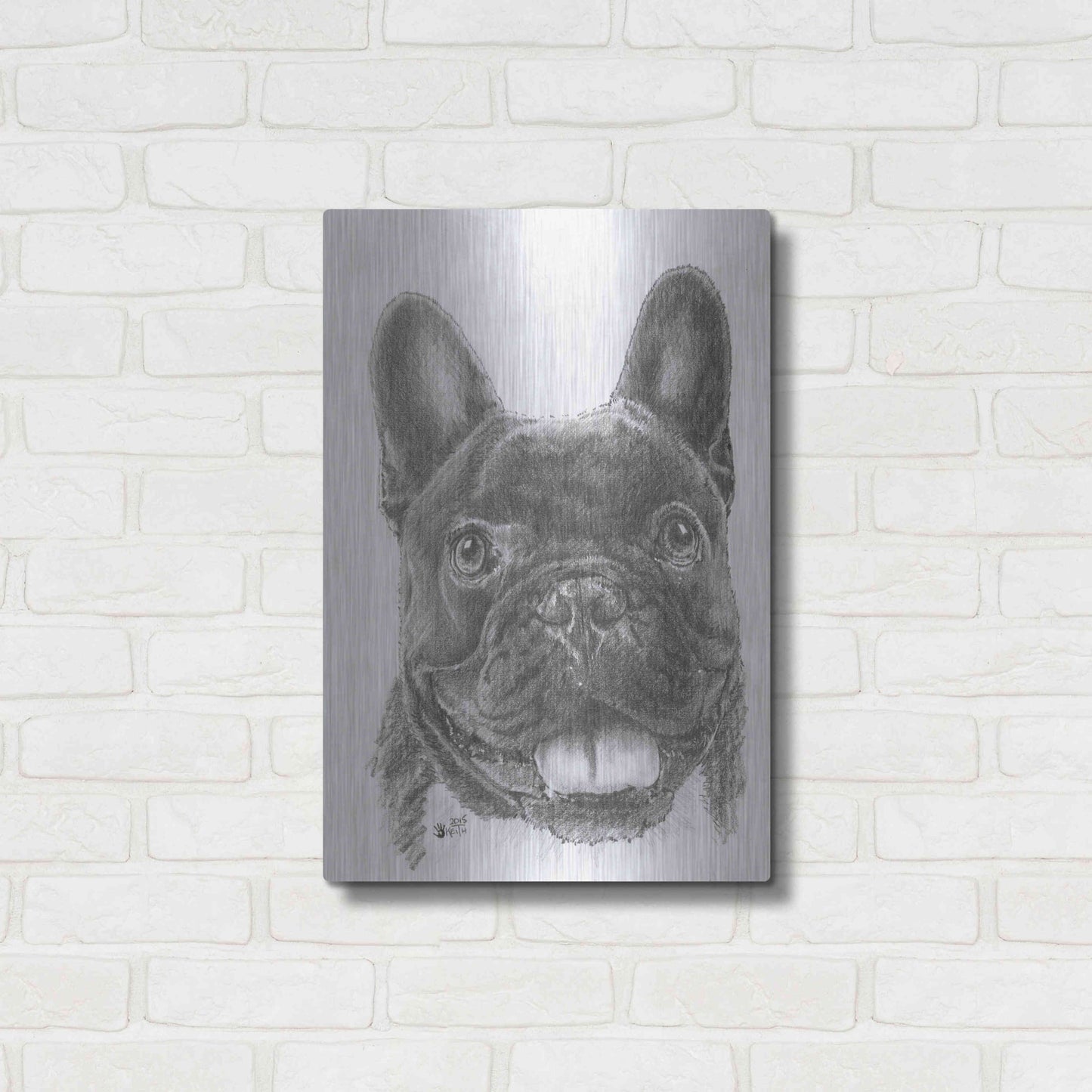 Luxe Metal Art 'French Bulldog 3' by Barbara Keith, Metal Wall Art,16x24