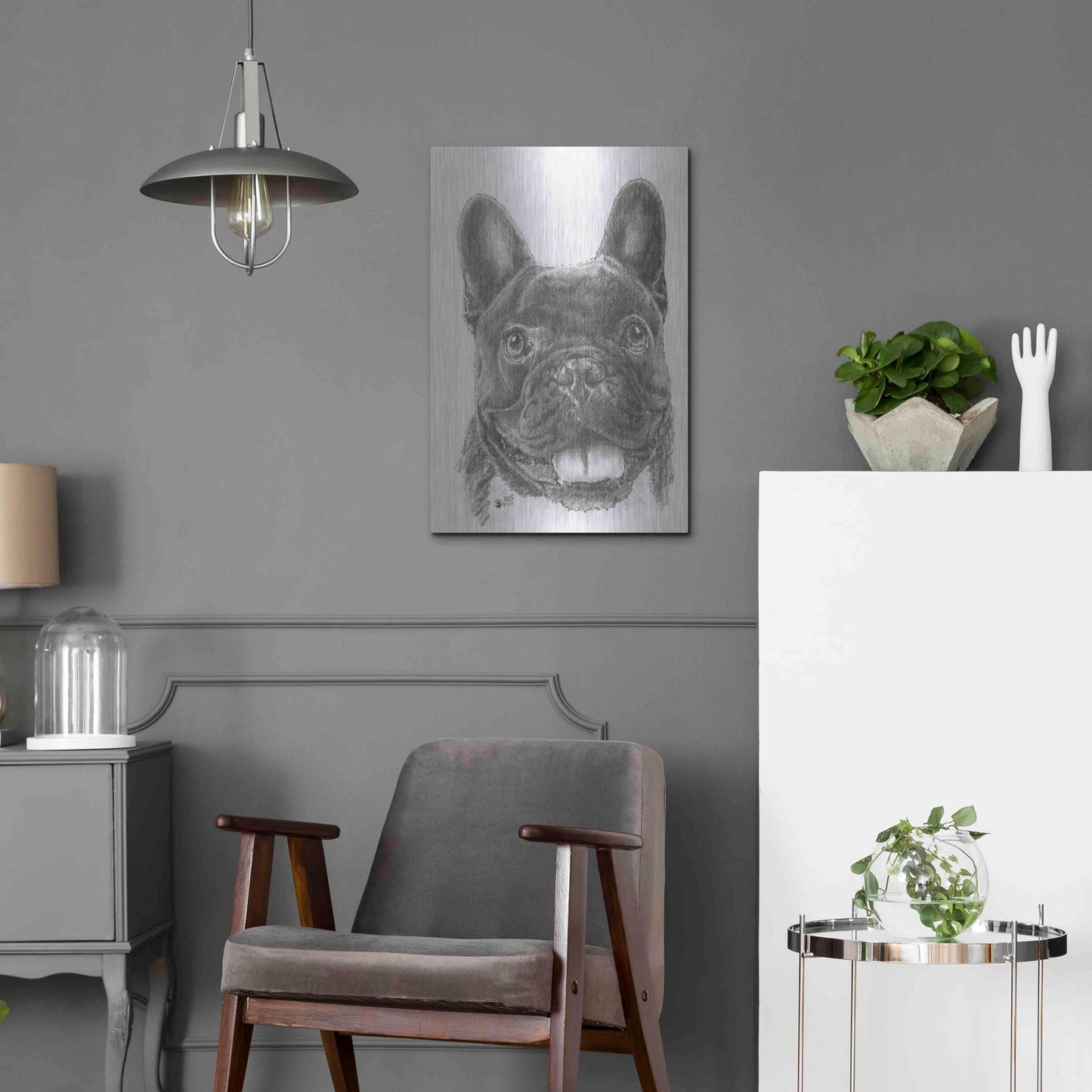 Luxe Metal Art 'French Bulldog 3' by Barbara Keith, Metal Wall Art,16x24